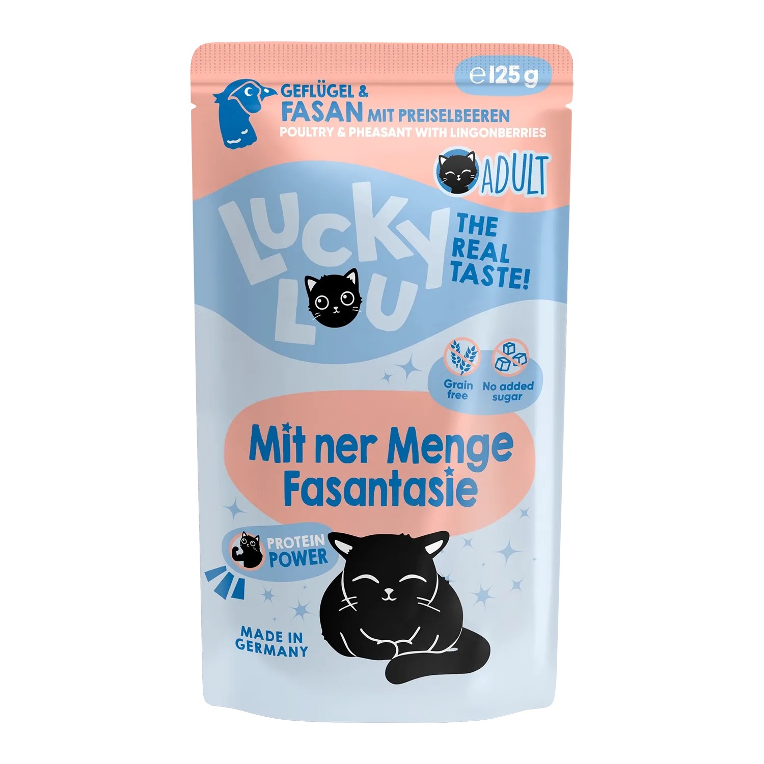 Lucky Lou Katzen-Nassfutter Lifestage Adult Geflügel & Fasan 125 g