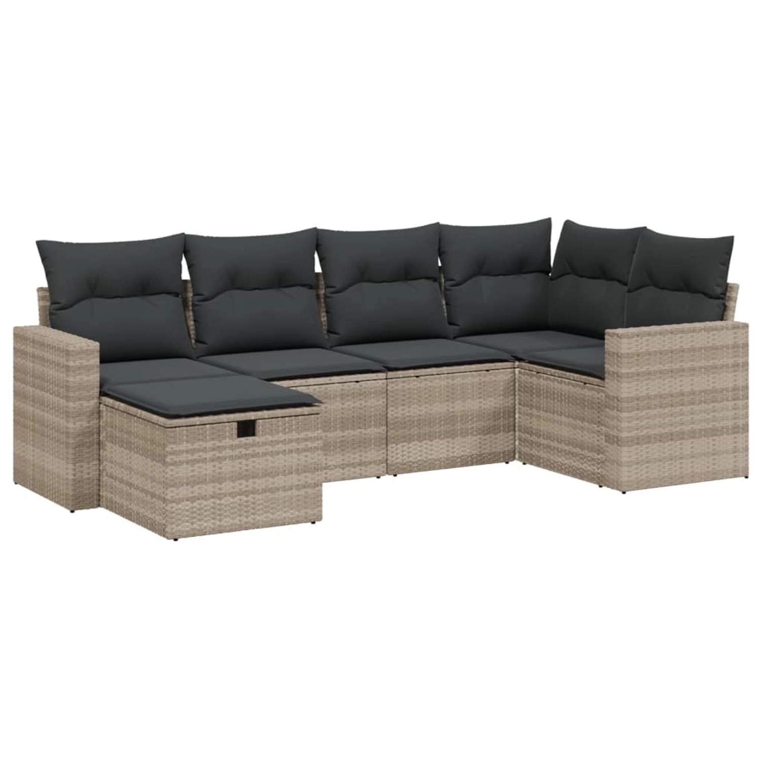 vidaXL 6-tlg Garten-Sofagarnitur mit Kissen Hellgrau Poly Rattan Modell 16