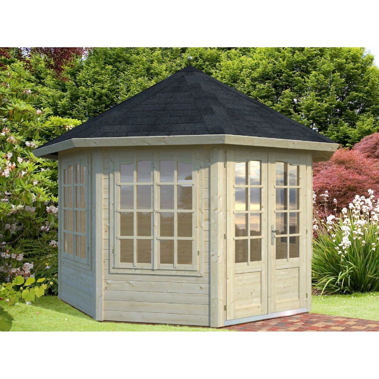 Palmako Holz-Pavillon Veronica 4 Natur unbehandelt 337 cm x 337 cm