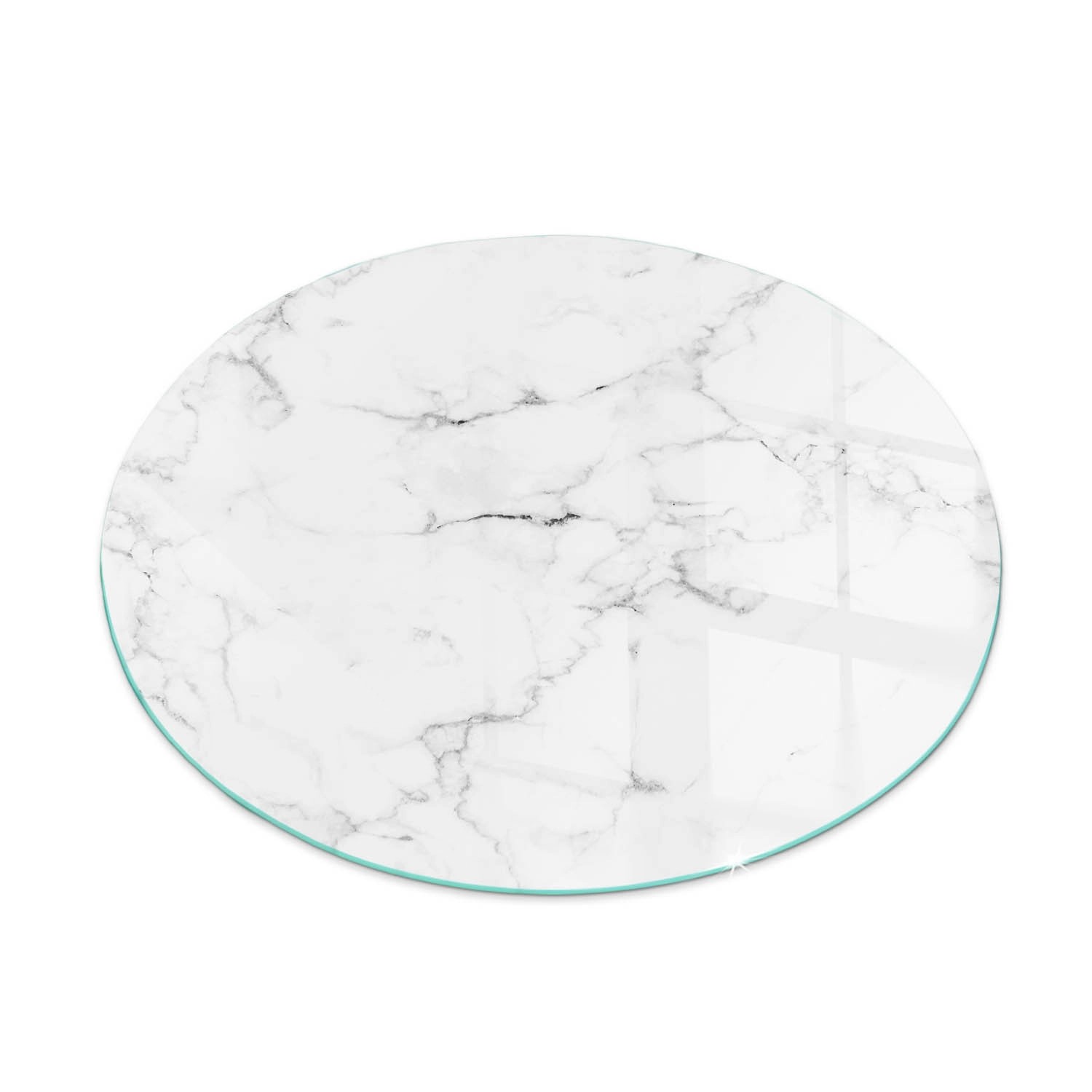 Tulup Glasplatte für Kamin Geädertes Marmormuster Glas unter Kamin Runden 60x60 cm Weiß Glasplatte für Kamin Glasplatte unter Kamin