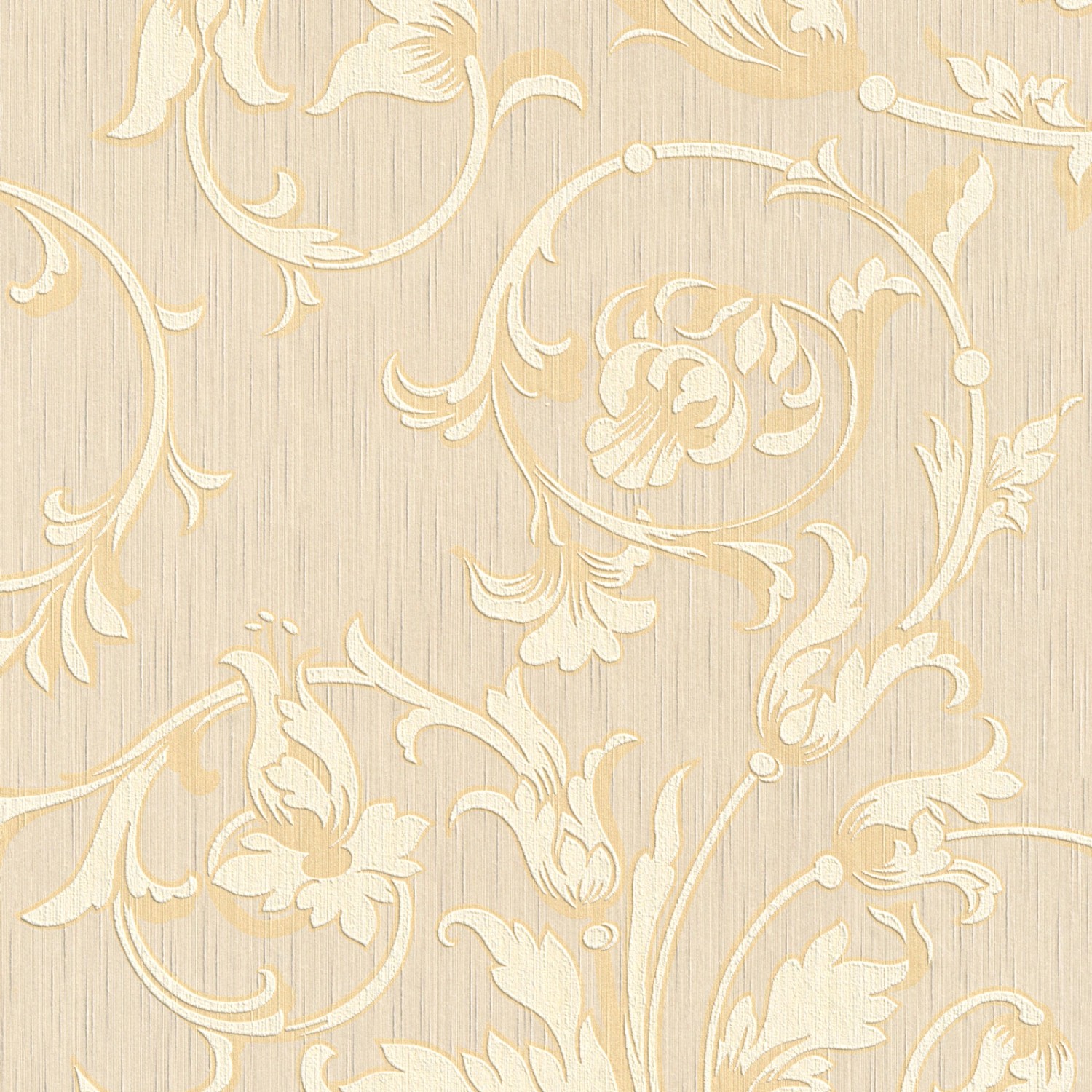 Bricoflor Florale Tapete in Creme Weiß Helle Textiltapete mit Blumen Ranken Elegant Textil Vliestapete mit Ornament Muster für Schlaf und Esszimmer