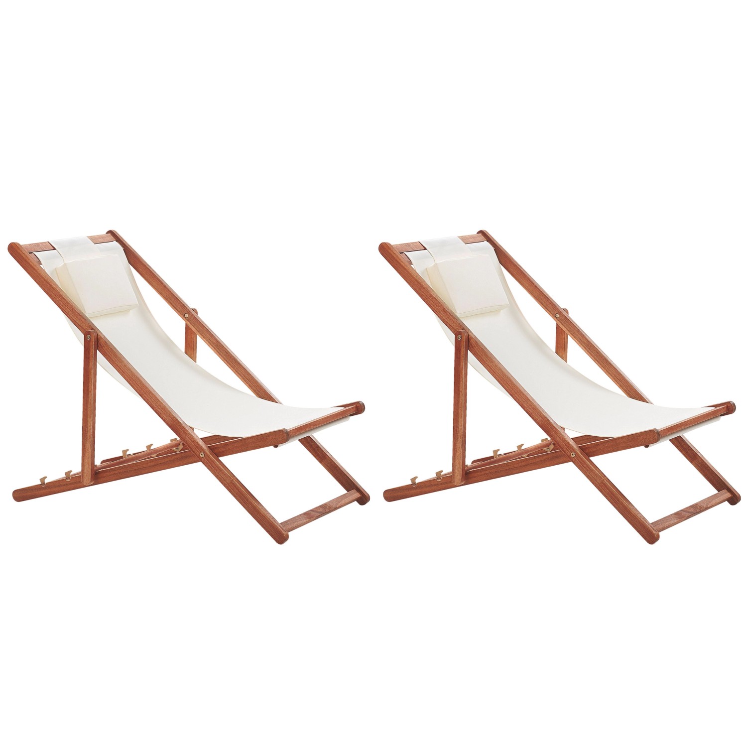 Beliani Gartenliege Weiss Dunkler Holzfarbton Bunt 97x54x70