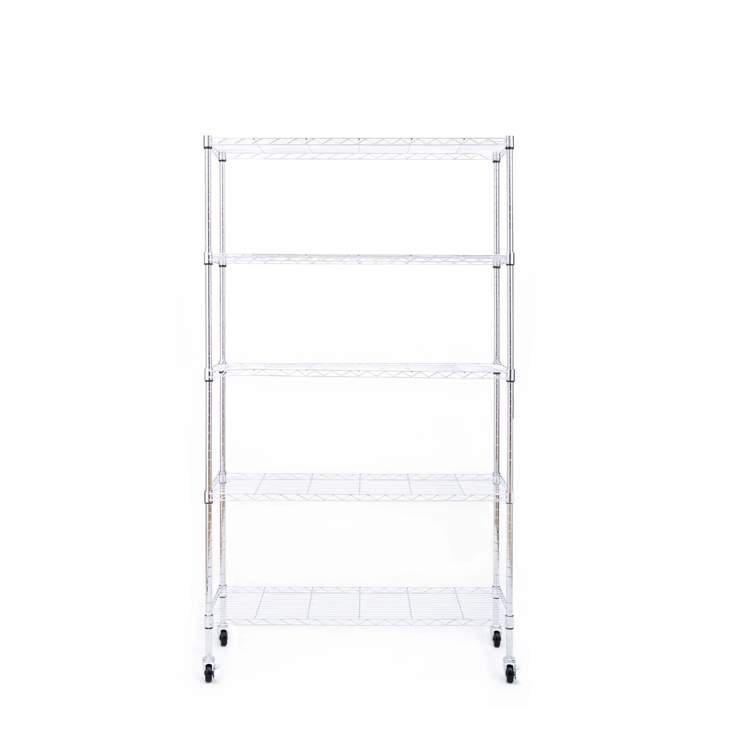 KARAT Gitterregal Maya mit Rollen und Feststellbremse 5 Böden 89 x 34 x 150 cm Verchromt