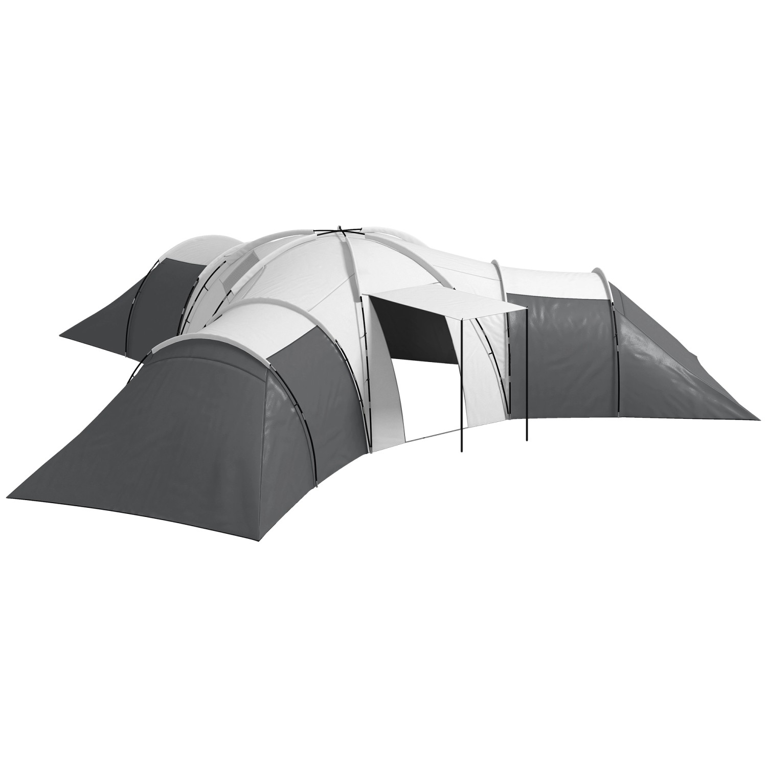 Outsunny Campingzelt Polyester Stahl Grau 615L x 615B x 225H cm