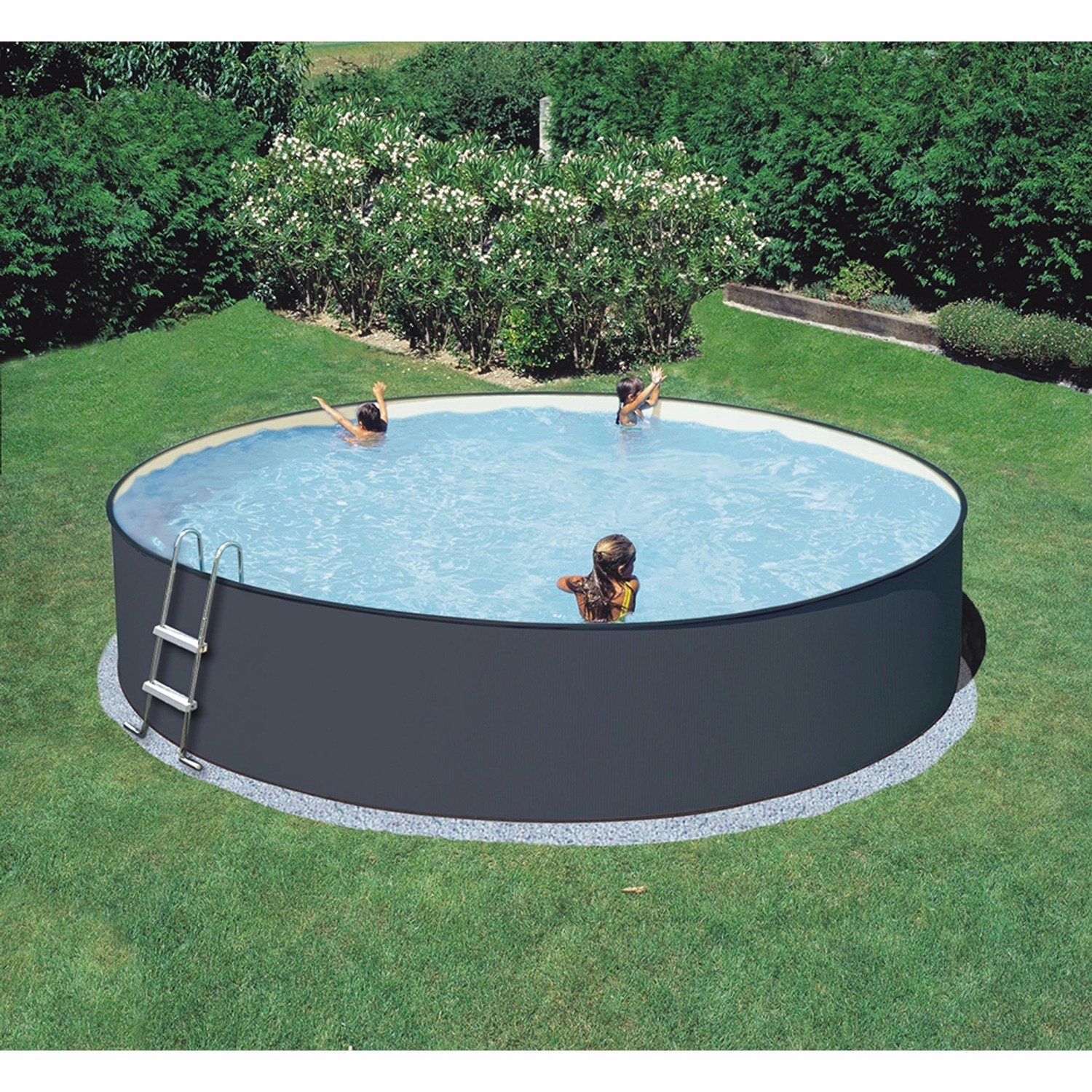 Summer Fun Einsteiger-Stahlwand-Becken-Set Covina Anthrazit Ø 350 x 90 cm