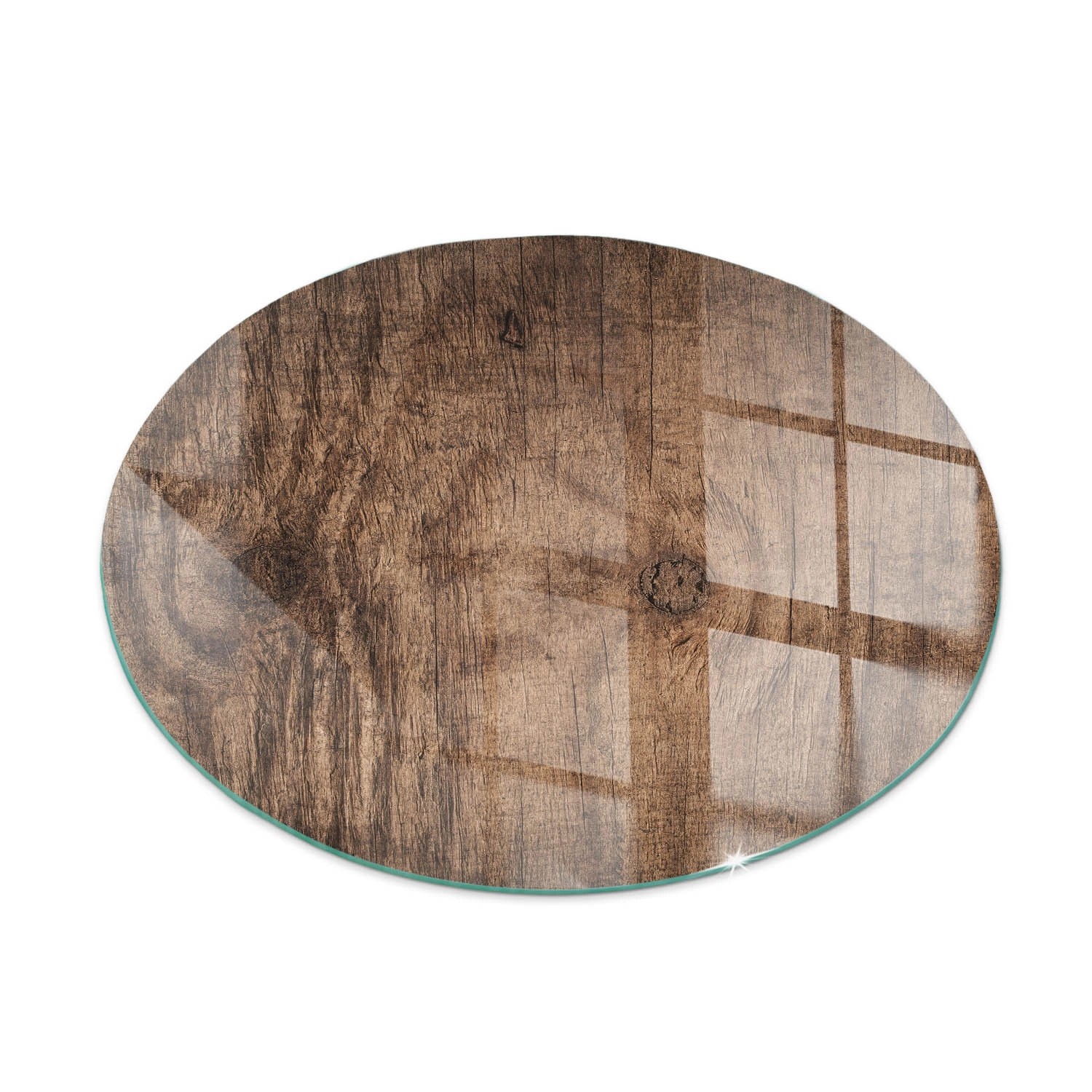 Tulup Glasplatte für Kamin Natürliches Holzmuster Kamin Glasplatte Runden 50x50 cm Braun Glasplatte für Kamin Glasplatte für Kaminöfen