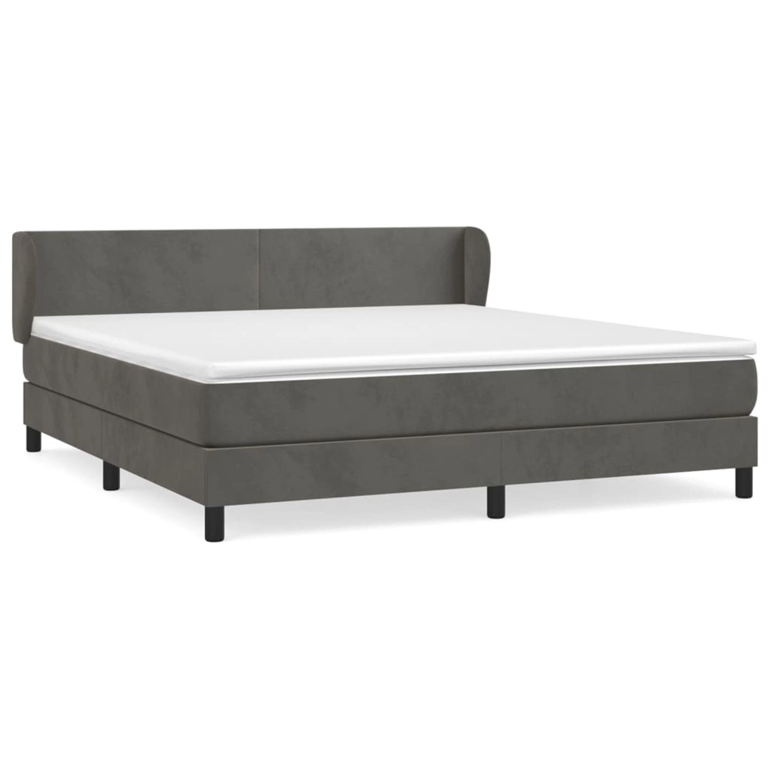 vidaXL Boxspringbett mit Matratze Dunkelgrau 180x200 cm Samt1389941