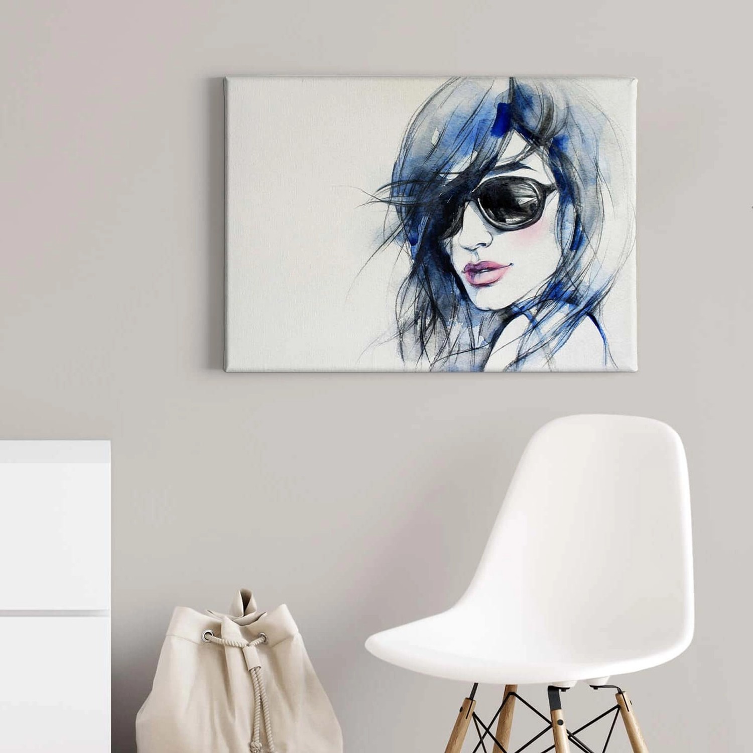Bricoflor Moderne Kunst Wandbild In Aquarell Optik Wasserfarben Bild Auf Leinwand In Blau Und Weiß Schlaf Und Jugendzimmer Bild Mit Person Gezeichnet
