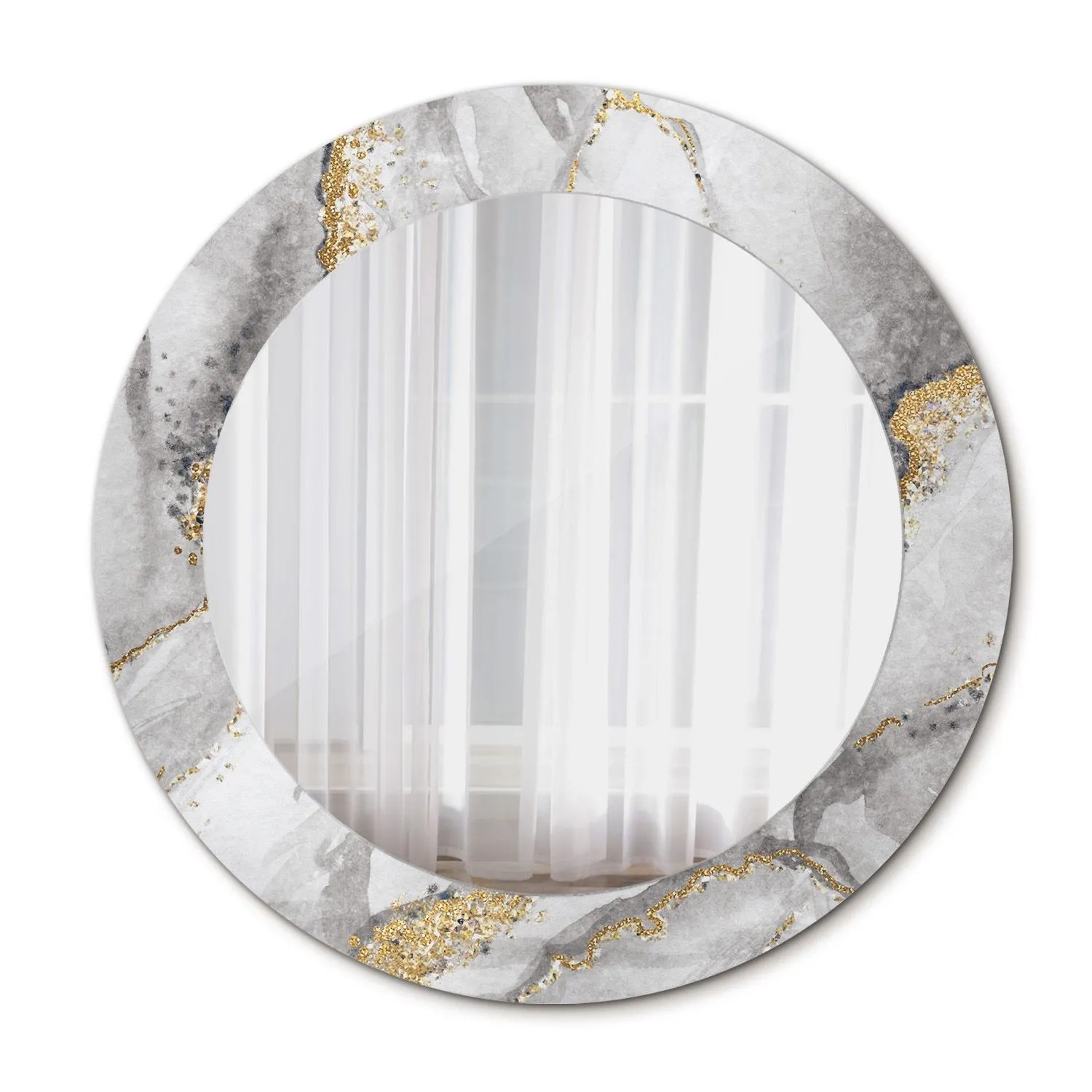 Tulup Spiegel mit Motivdruck Marmormuster 60x60 cm Runder Spiegel Aufdruck Spiegel Ornament Spiegel Ornamente