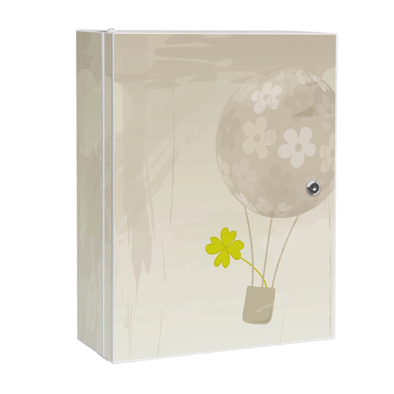 Banjado XXL Medizinschrank Abschliessbar 35x46x15cm Arzneischrank Weiß Aus Metall Mit Motiv Flüchtiges Glück