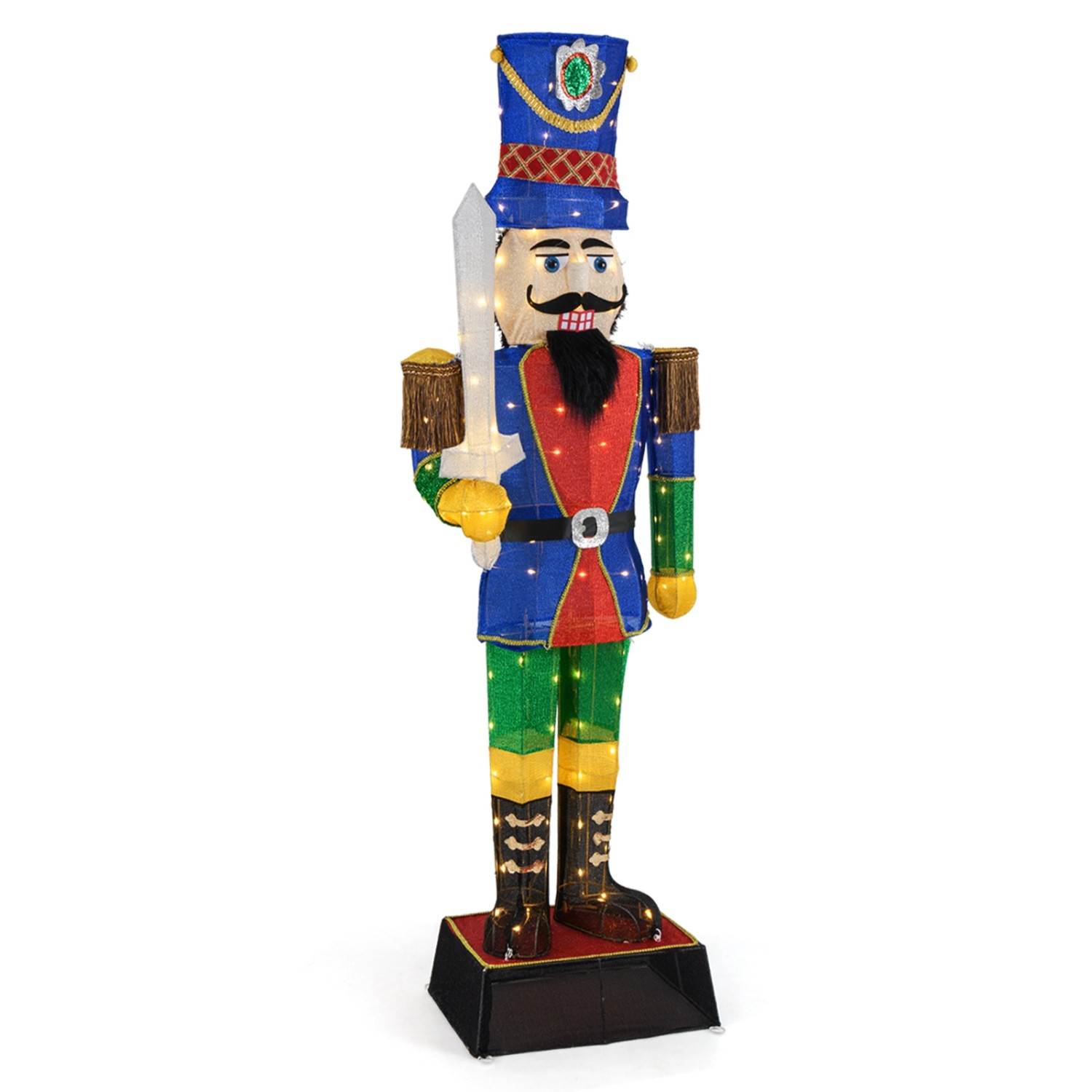 Costway Weihnachten Nussknacker Figur mit Schwert Groß 184 cm