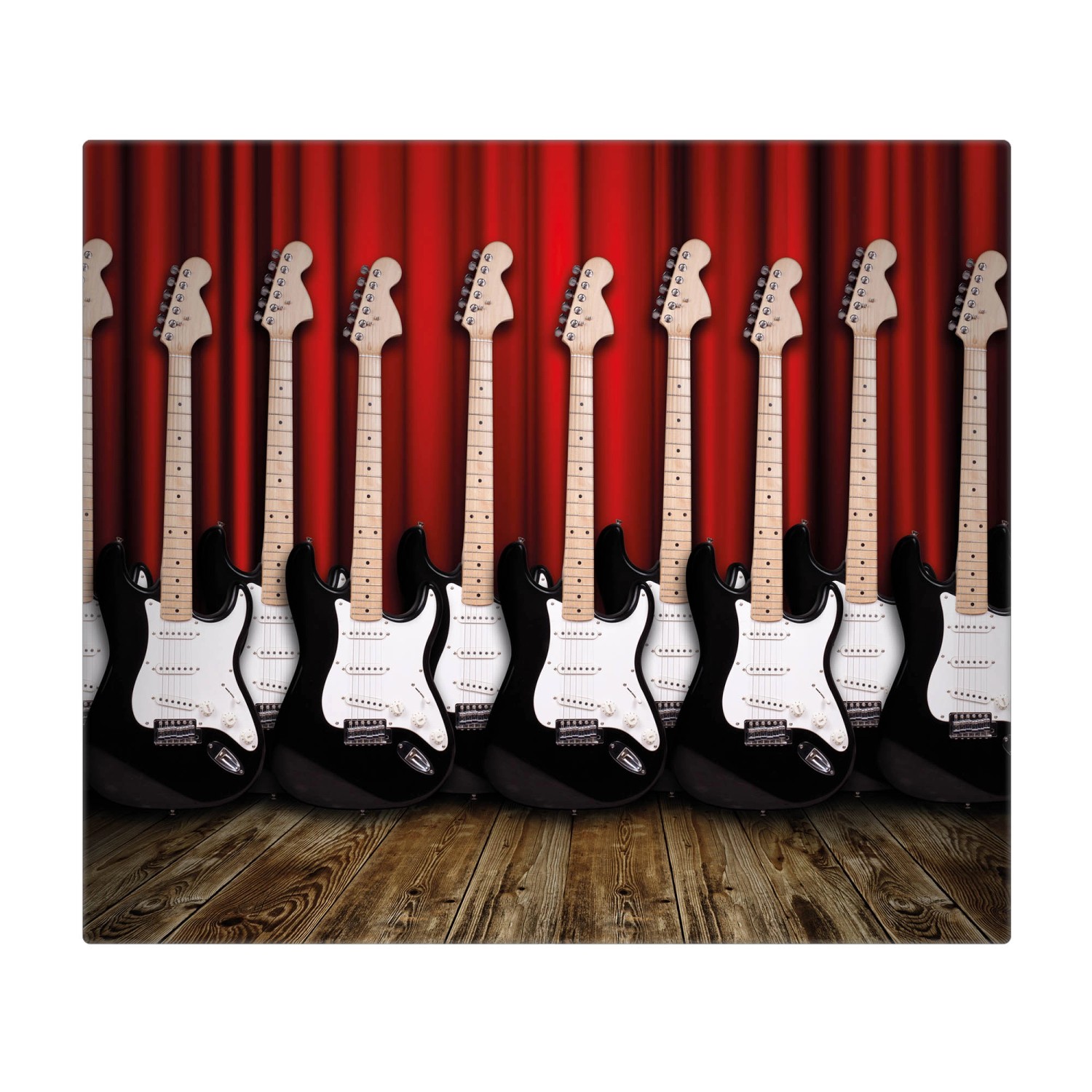 Banjado Herdabdeckplatte Glas 1 Teilig 60x52CM Schneidebrett Herdabdeckung Mit Motiv E-Gitarren