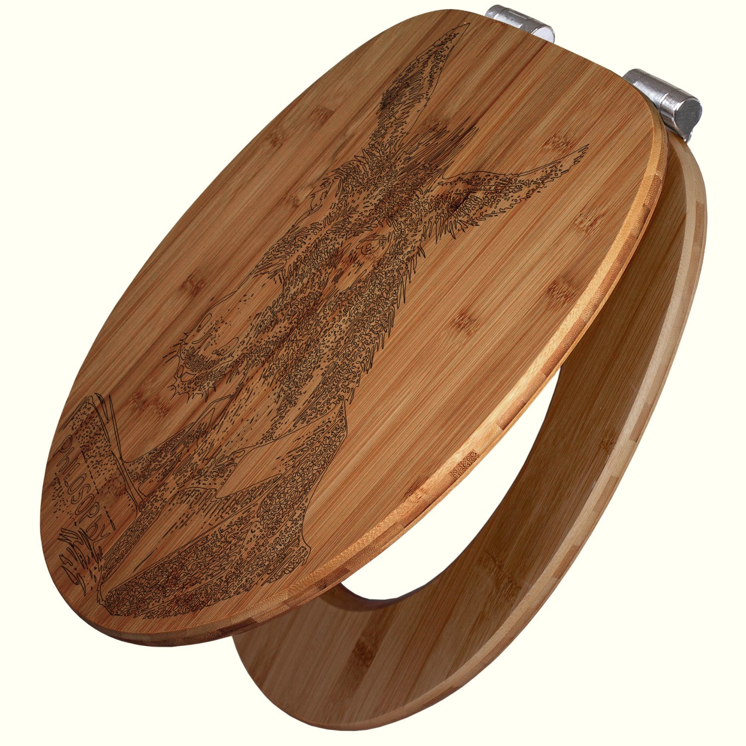 Banjado WC Sitz Bambus Holz Mit Gravur Toilettendeckel Mit Absenkautomatik Klodeckel WC-Sitz Soft Close Mit Motiv Herr Esel