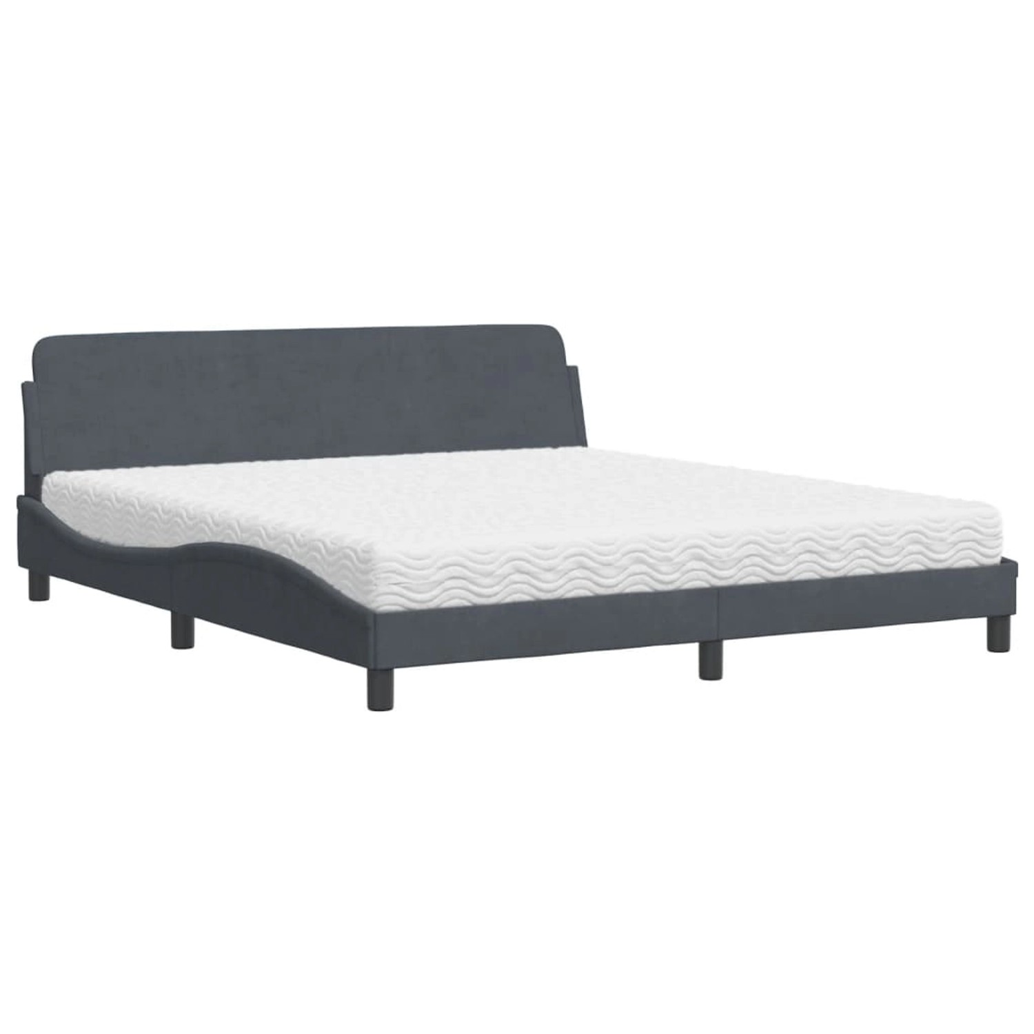 vidaXL Bett mit Matratze Dunkelgrau 180x200 cm Samt2007571