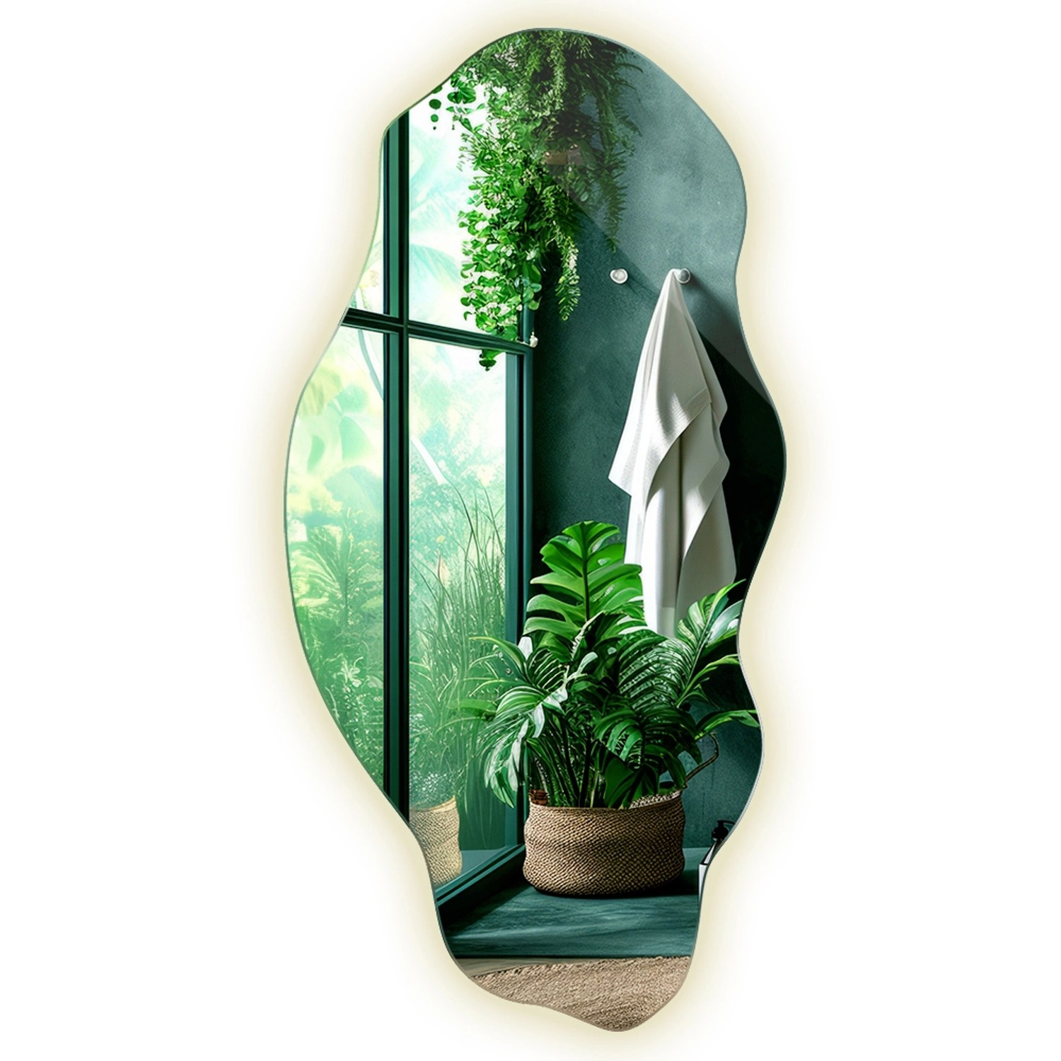 Tulup LED Spiegel Spiegel Unförmig Mit Beleuchtung 45x90 cm Unförmiger Spiegel Beleuchtet Neutralweiß 4000K