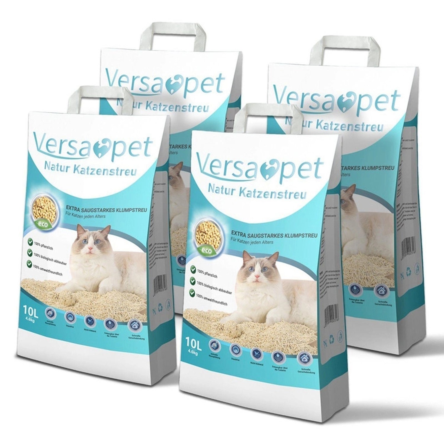 Versapet Tofu Katzenstreu 40L 18.4kg Klumpstreu für Katzenklo Staubarm Geruchsbindend