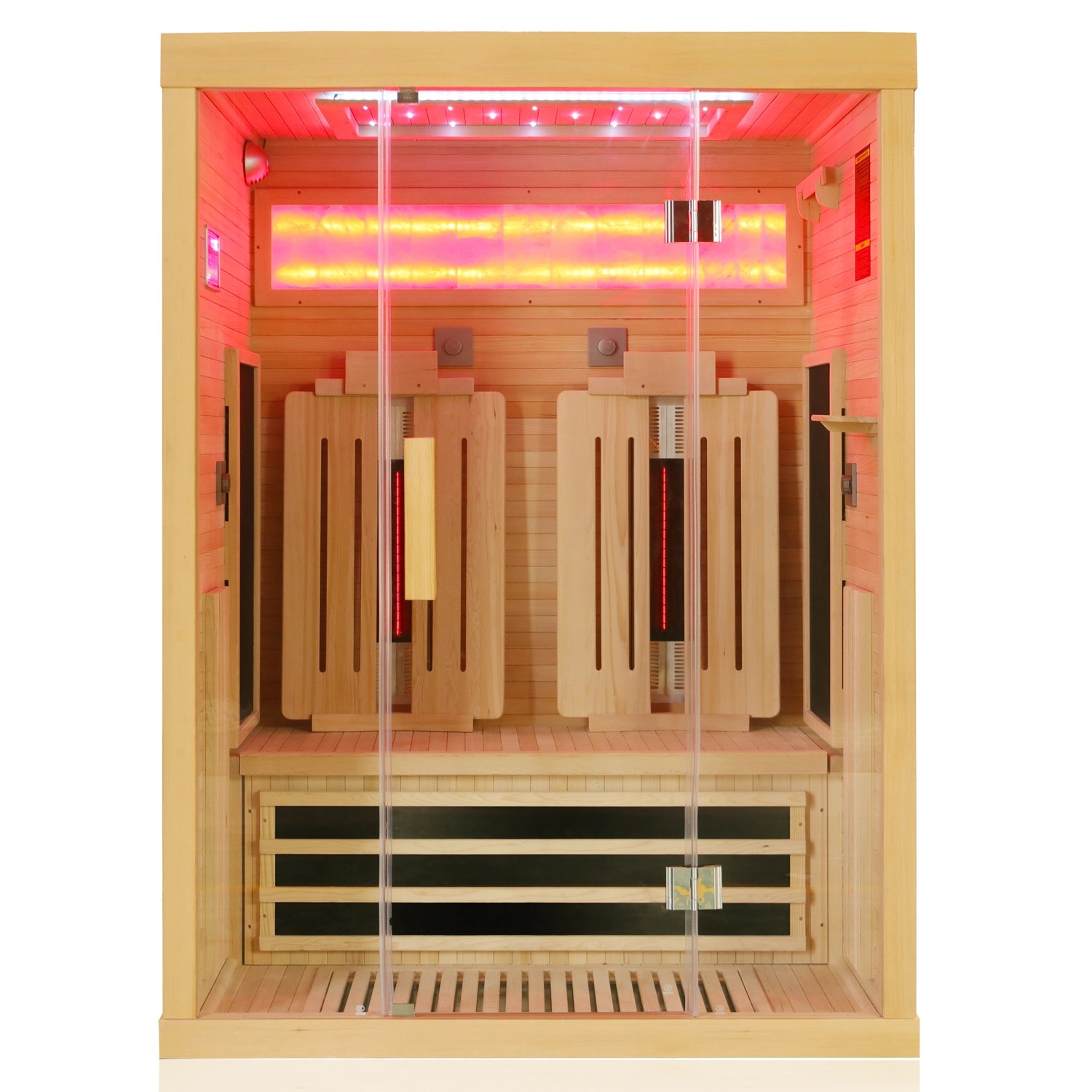 Dewello Infrarotkabine Sauna Saltcoats 135cm x 105cm 2 Personen Vollspektrum & Karbonstrahler Salzstein