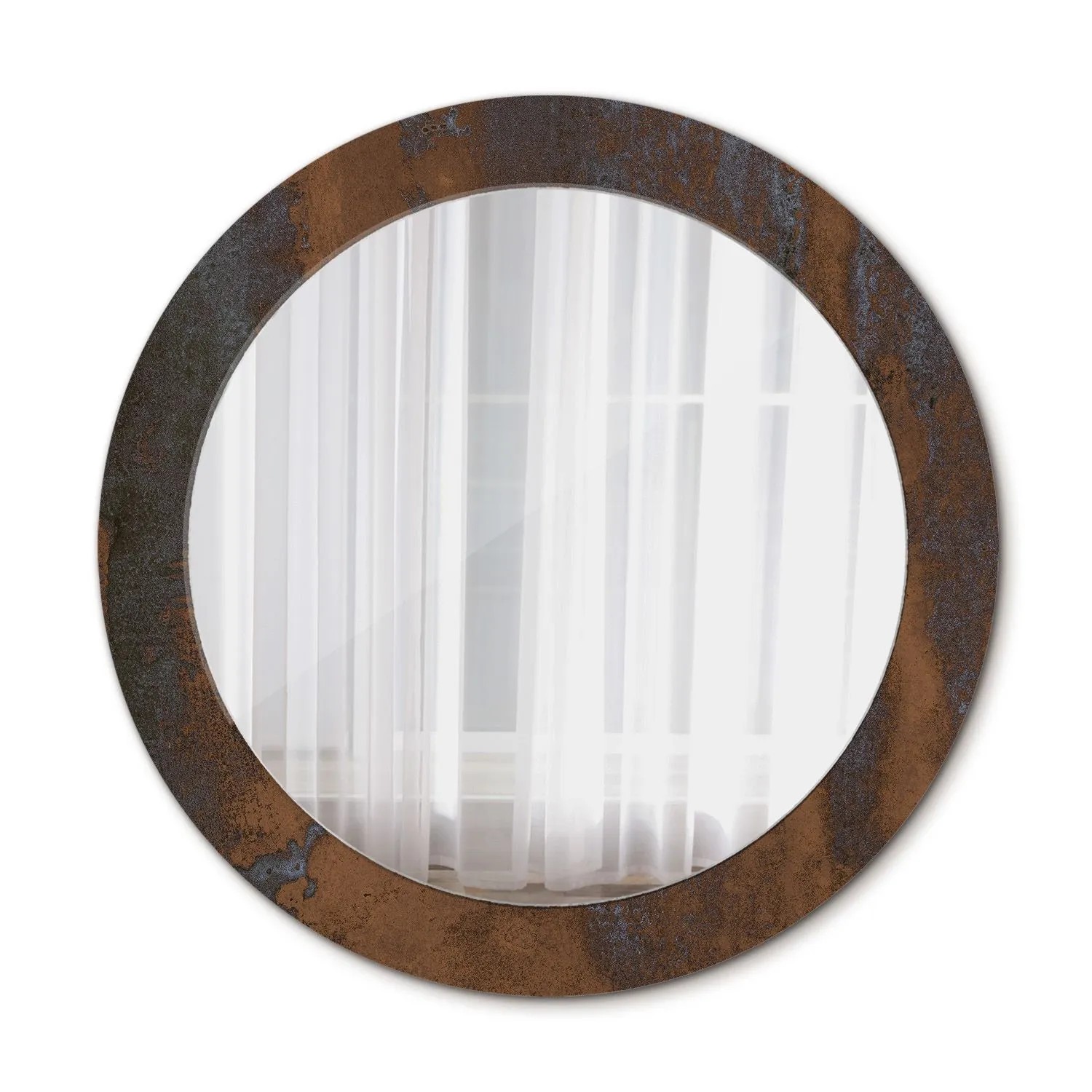 Tulup Spiegel mit Aufdruck Rustikales Metallic 70x70 cm Runder Spiegel mit Dekorativem Aufdruck Spiegel mit Zierrahmen Spiegel mit Ornamenten