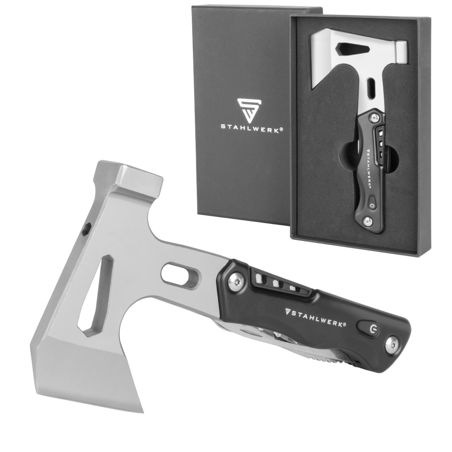 STAHLWERK Multifunktionswerkzeug Survival Set mit Taschenmesser LED Taschenlampe