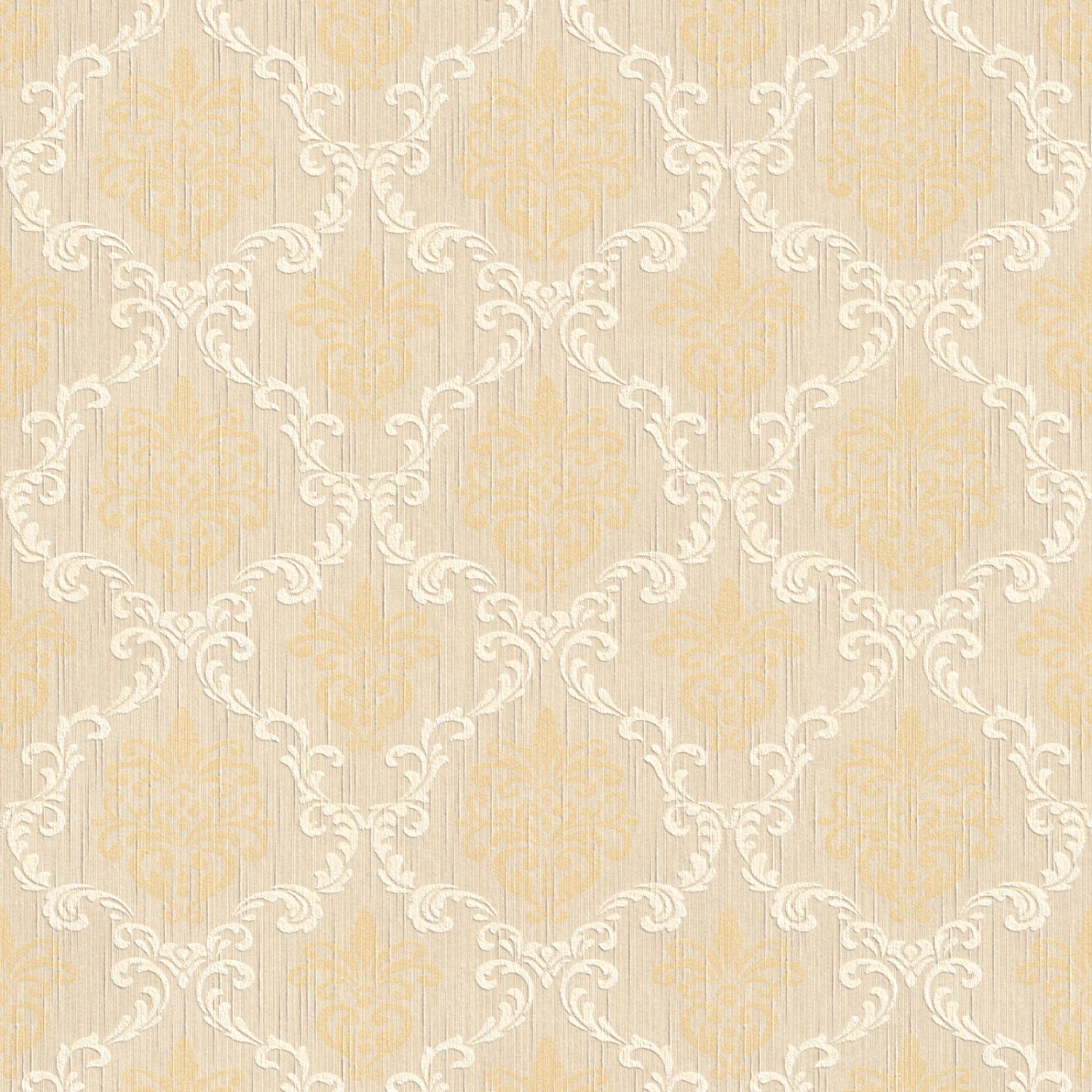 Bricoflor Elegante Tapete in Beige Weiß Gold Edle Vlies Textiltapete mit Barock Muster Elegante Textil Vliestapete mit Ornamenten für Wohnzimmer