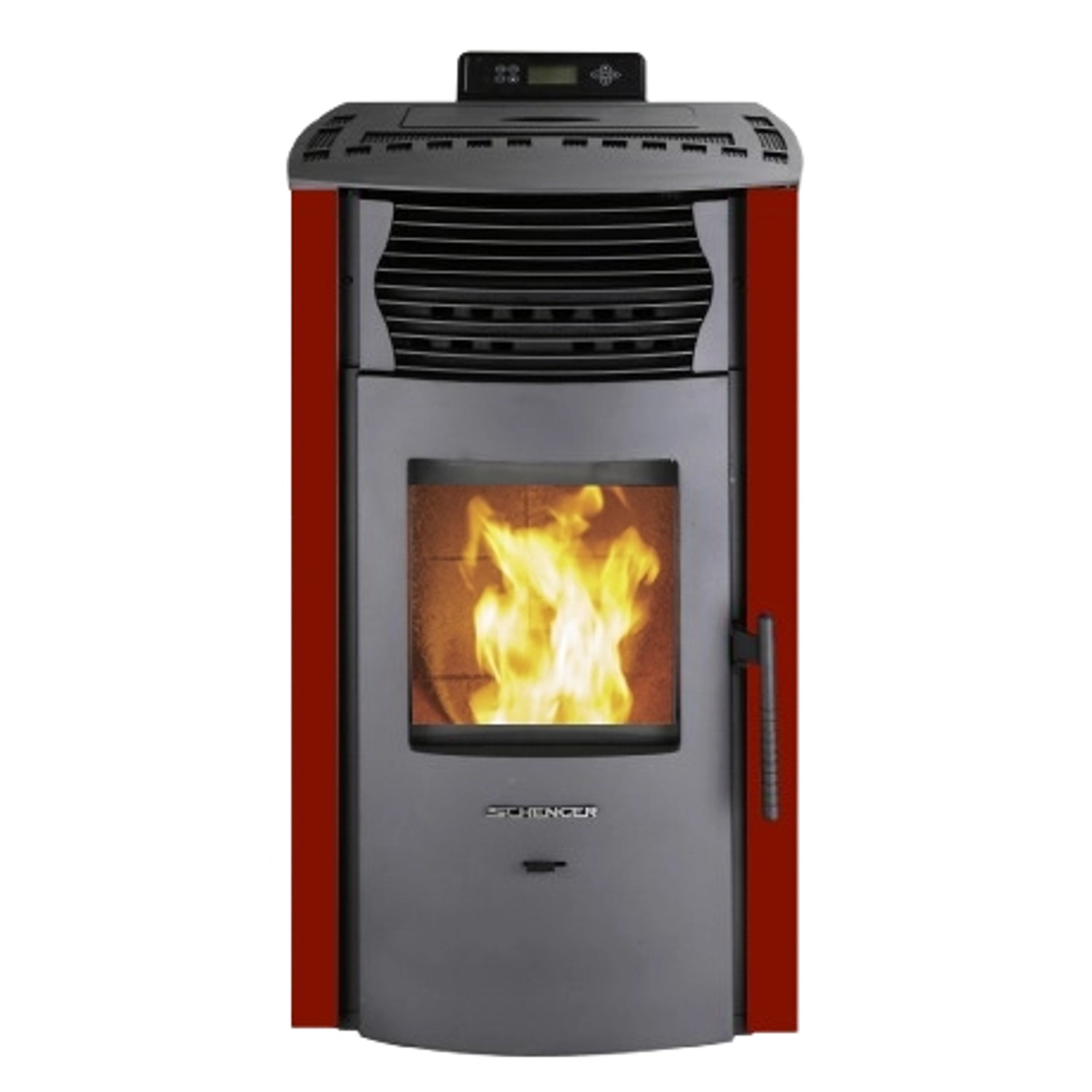 SCHENGER Pelletofen HP51 Rot 8,8kW A+ Vollautomatisch WIFI+ECO+TIMER