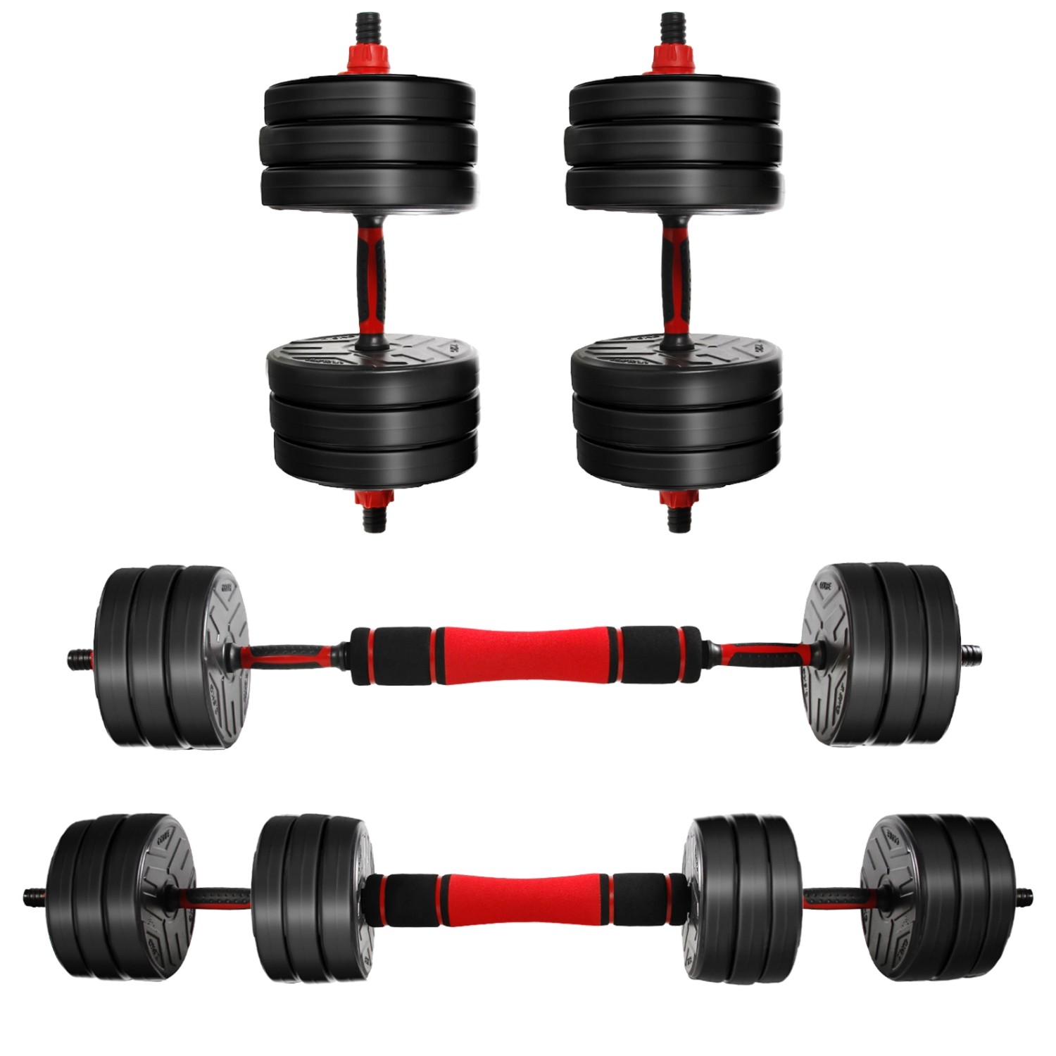 CCLIFE Hanteln Set 2er Kurzhanteln Langhanteln Verstellbar 30kg Hantelset Professionell Dumbbell mit Verbindungsstahlrohr Gewichten