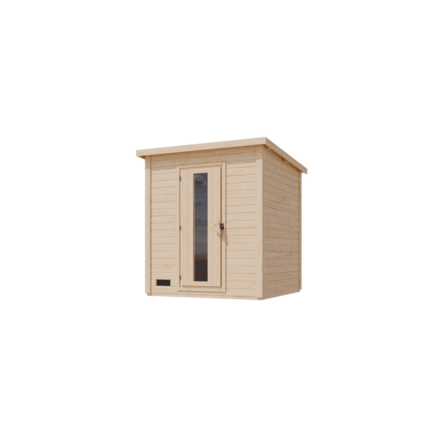 Chillroi 38 mm Saunahaus Melo 2 Naturbelassen mit Ofen 9kW mit Steuerung