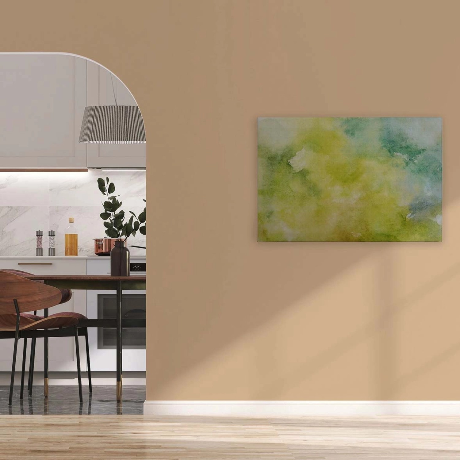 Bricoflor Wandbild Gelb Grün Deko Leinwandbild In 120 X 80 Cm Quer Deko Bild Mit Aquarell Motiv Abstrakt Ideal Für Kinderzimmer