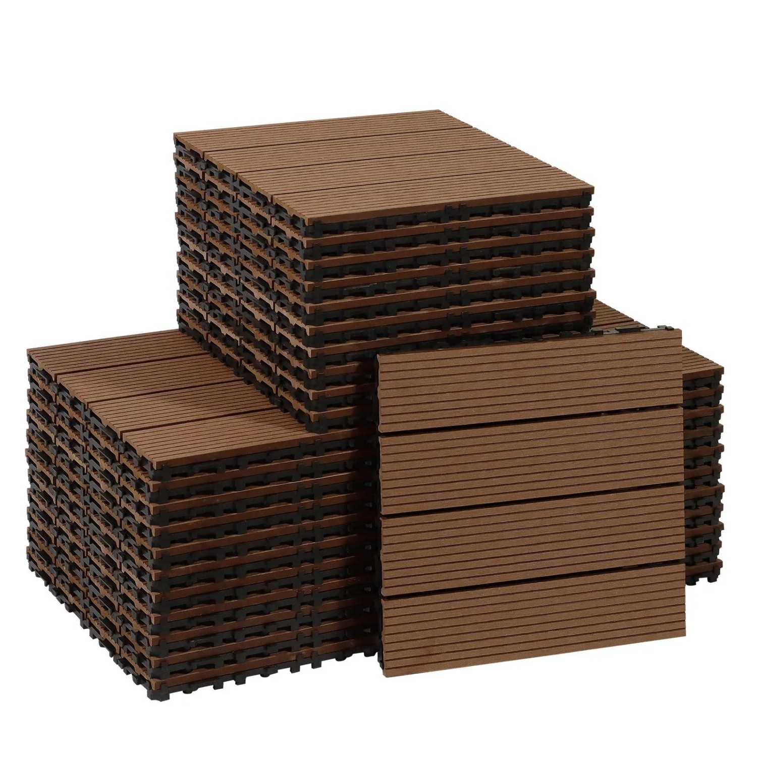 CCLIFE WPC Terrassendielen Balkon Boden Braun 30 x 30 x 2 cm 33 Stück 3 m²