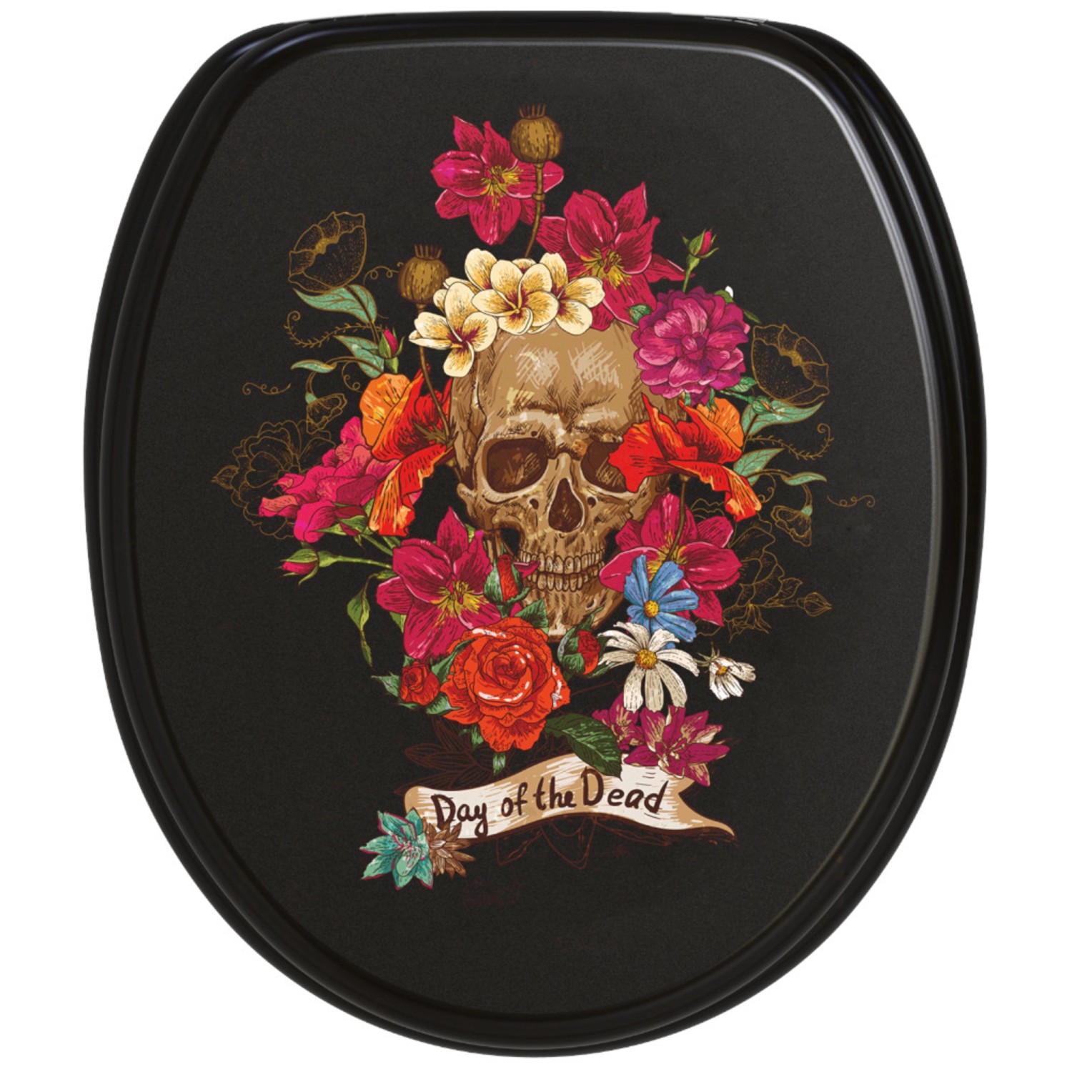 Sanilo WC Sitz mit Absenkautomatik Day of the Dead, Hochwertiger und Stabiler Toilettendeckel aus Holz