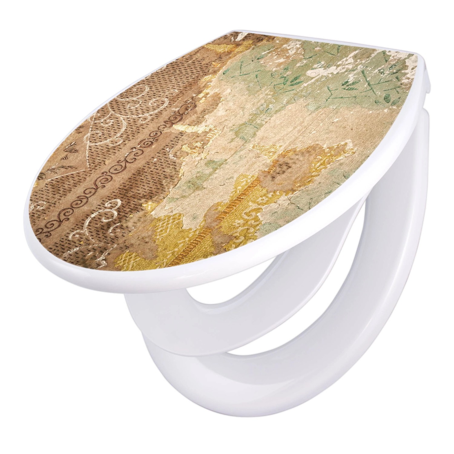 Banjado Familien WC Sitz Mit Absenkautomatik Universeller Klodeckel Mit Kindersitz Hochwertiges Polypropylen Mit Motiv Alte Tapeten