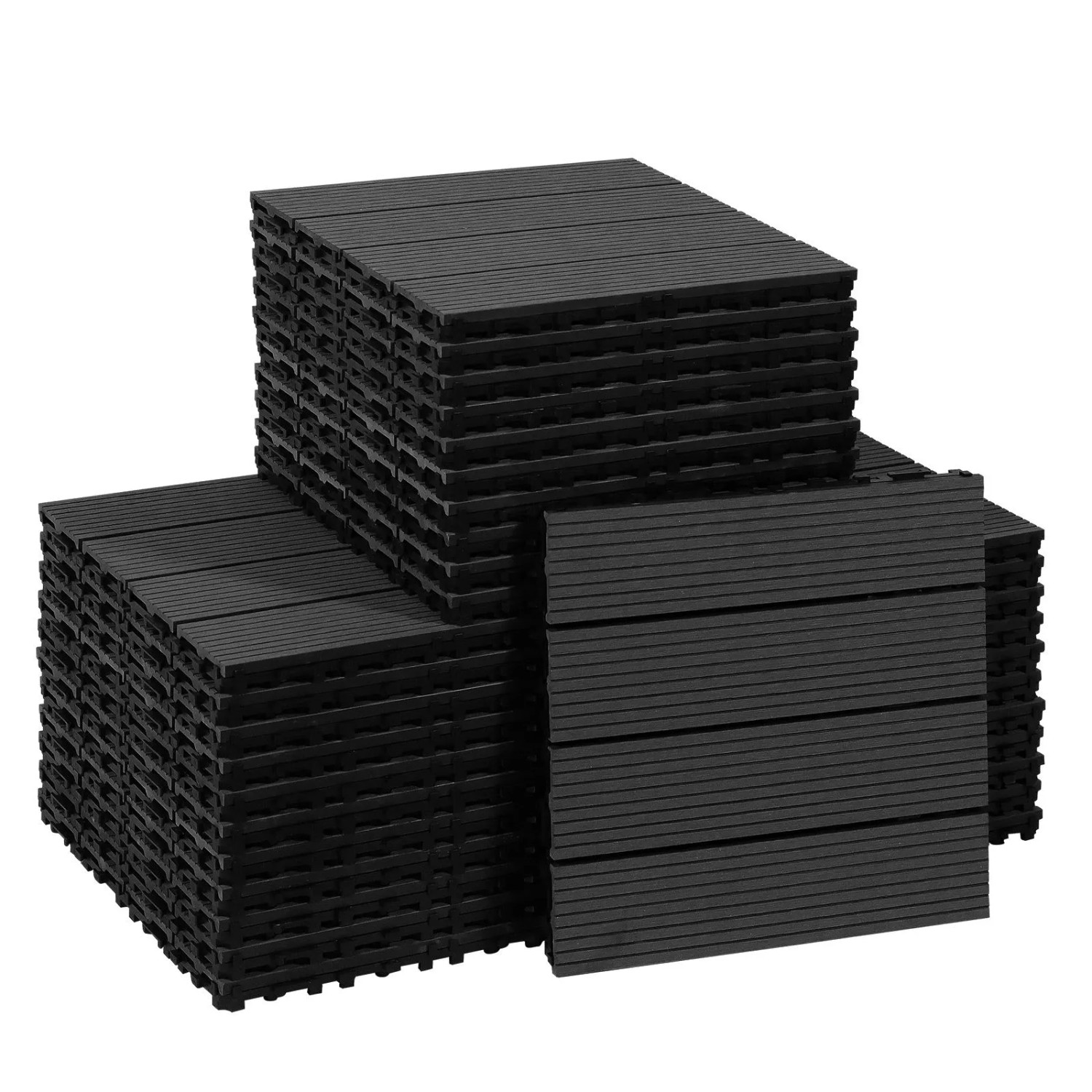 CCLIFE WPC Terrassendielen Balkon Boden Schwarz 30 x 30 x 2 cm 33 Stück 3 m²