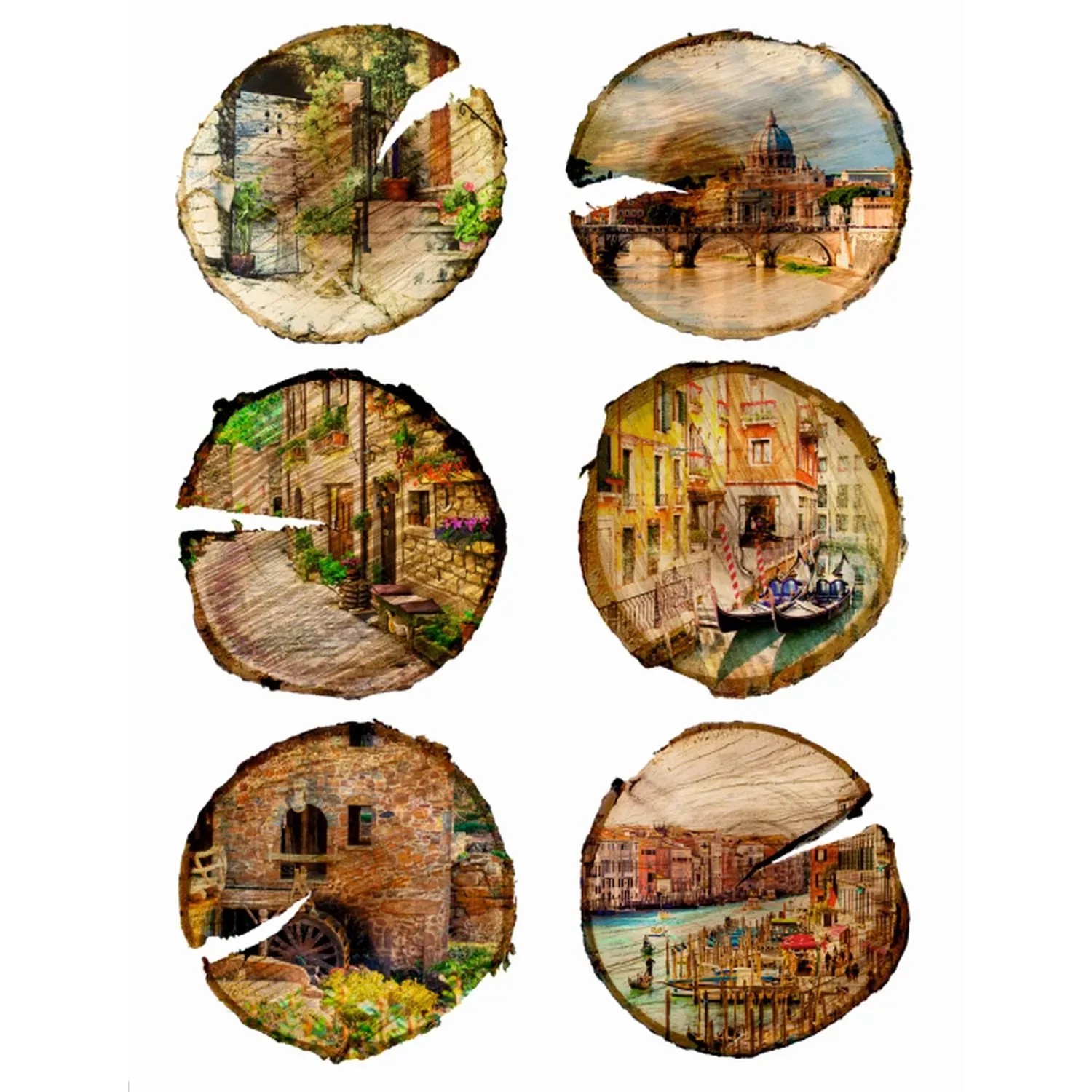 Sanders & Sanders Wandtattoo Stadtblick Beige Gelb und Grün 65 x 85 cm 600282