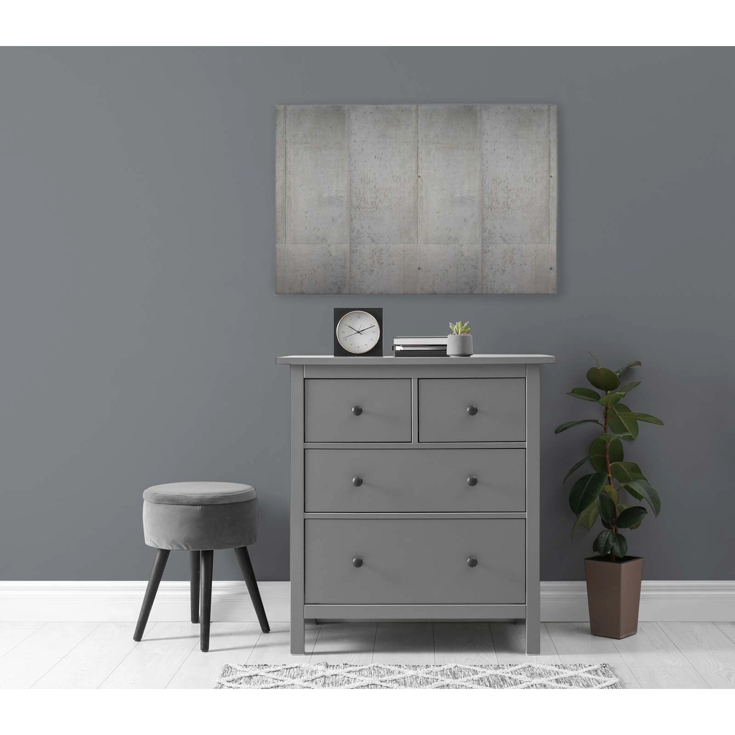 Bricoflor Sichtbeton Leinwandbild Im Industrial Style Modernes Wandbild Hellgrau Für Küche Und Jugendzimmer Leinwand 120 X 80 Cm