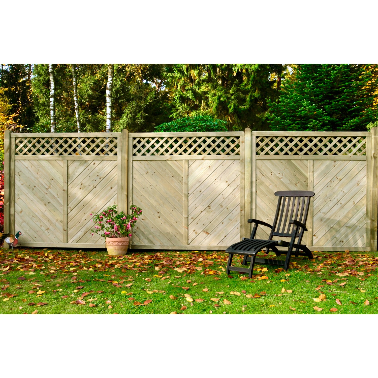 T & J Sichtschutzzaun Classic-Diagonal mit Rankgitter 180 x 180 cm