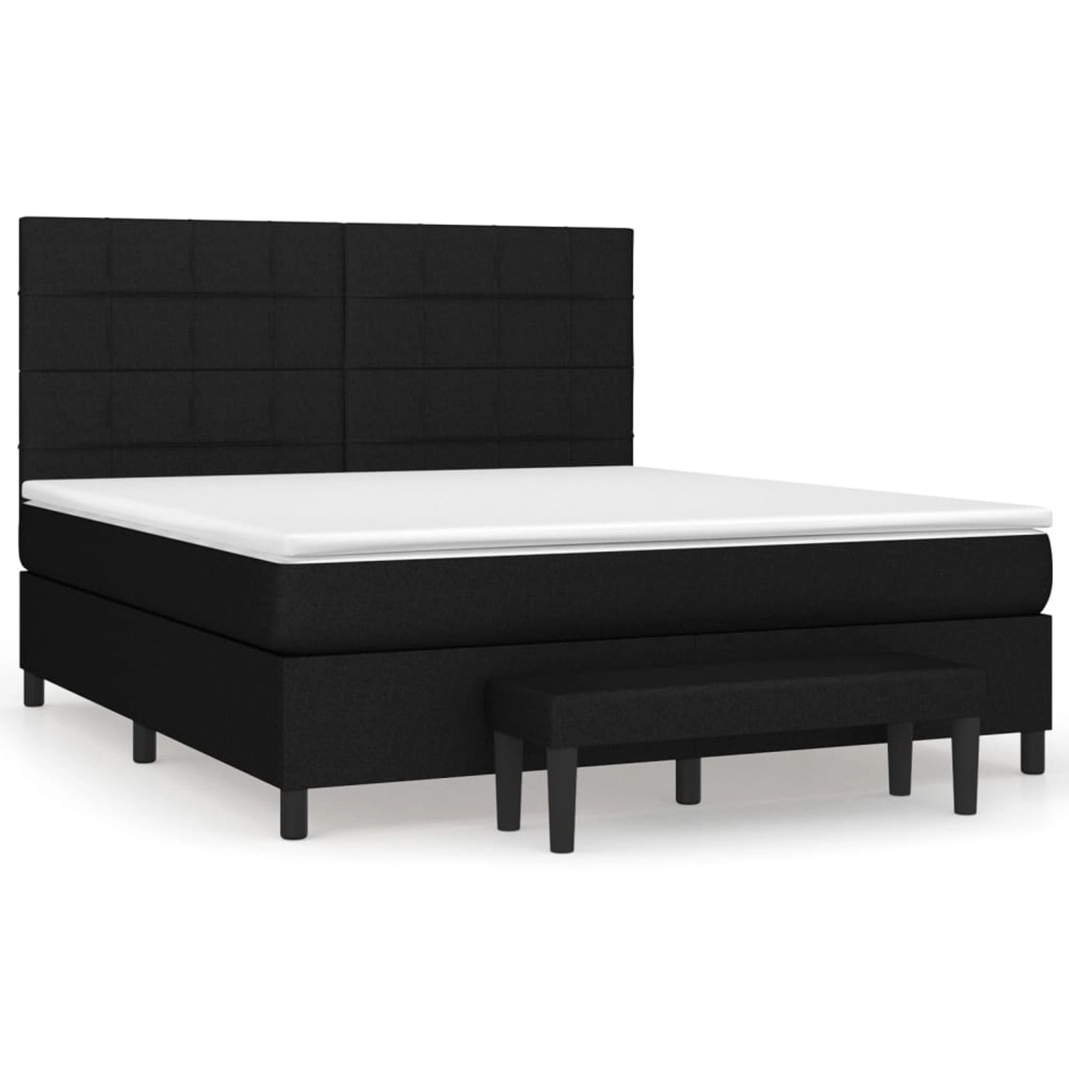 vidaXL Boxspringbett mit Matratze Schwarz 180x200 cm Stoff1383025