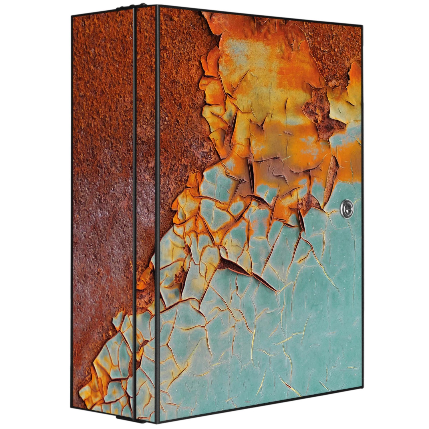 Banjado XXL Medizinschrank Abschliessbar 35x46x15cm Arzneischrank Anthrazit Aus Metall Mit Motiv Rost Und Blau