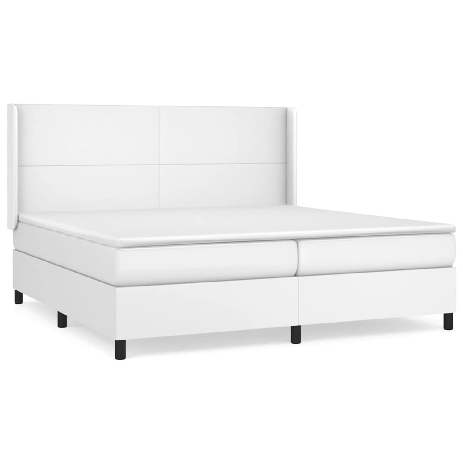 vidaXL Boxspringbett mit Matratze Weiß 200x200 cm Kunstleder1466243