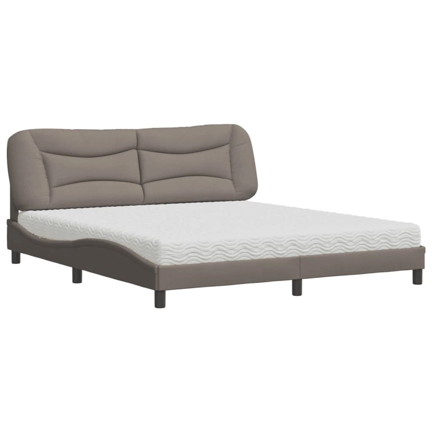 vidaXL Bett mit Matratze Taupe 180x200 cm Stoff Modell 12008166