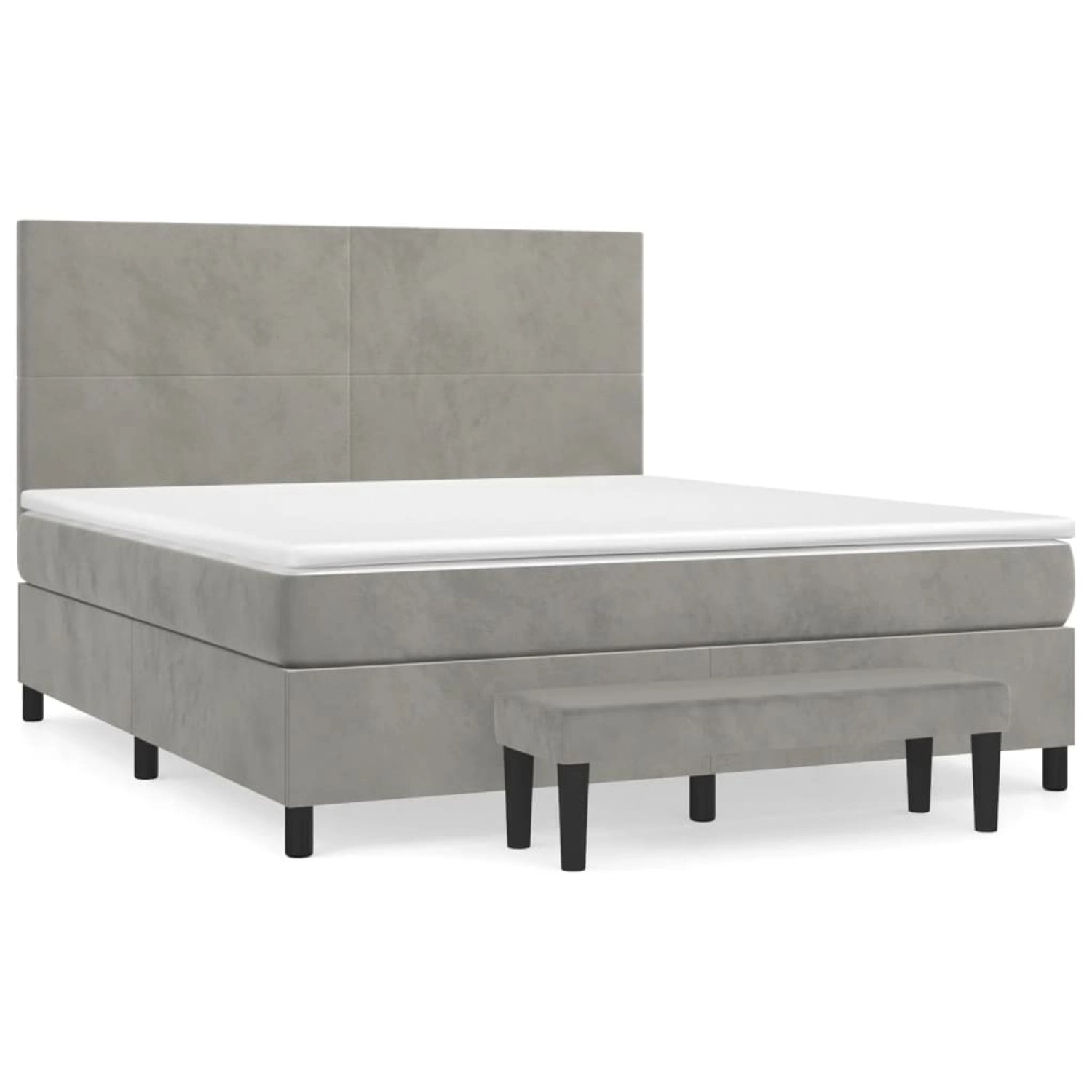 vidaXL Boxspringbett mit Matratze Hellgrau 180x200 cm Samt1388580