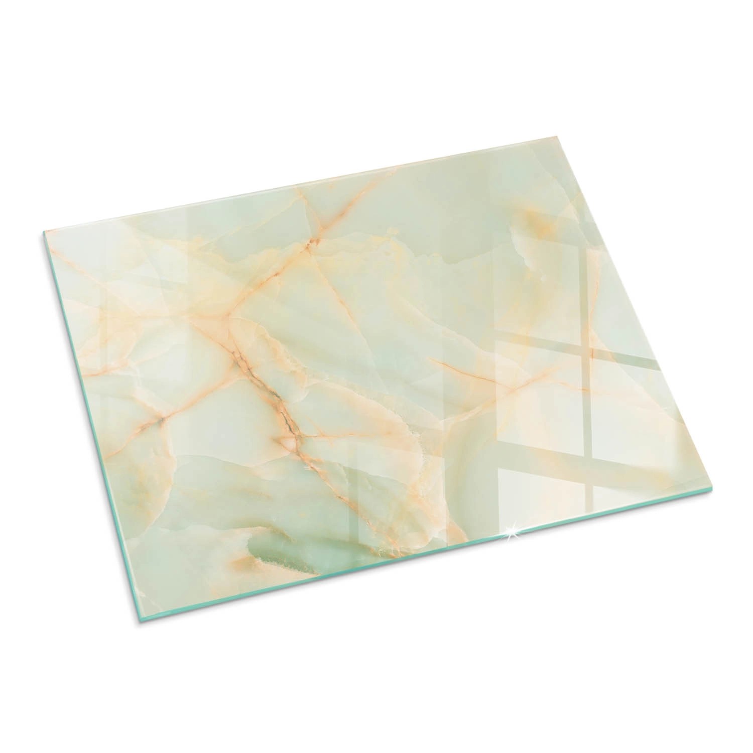 Tulup Glasplatte für Kamin Abstraktes Marmormuster Glas unter Kamin Rechteck 80x60 cm Türkis Glasplatte für Kamin Glasplatte unter Kamin