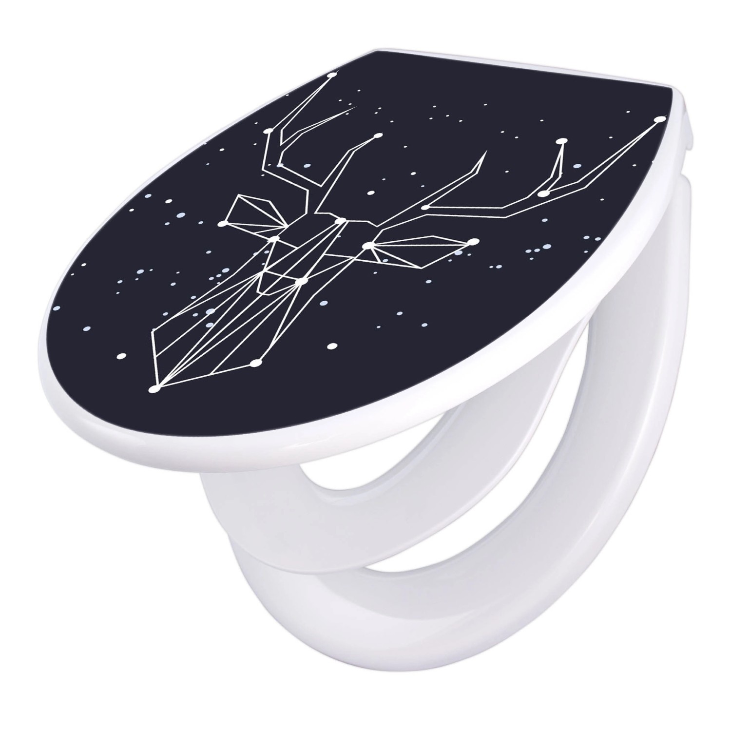 Banjado Familien WC Sitz Mit Absenkautomatik Universeller Klodeckel Mit Kindersitz Hochwertiges Polypropylen Mit Motiv Sternbild Hirsch