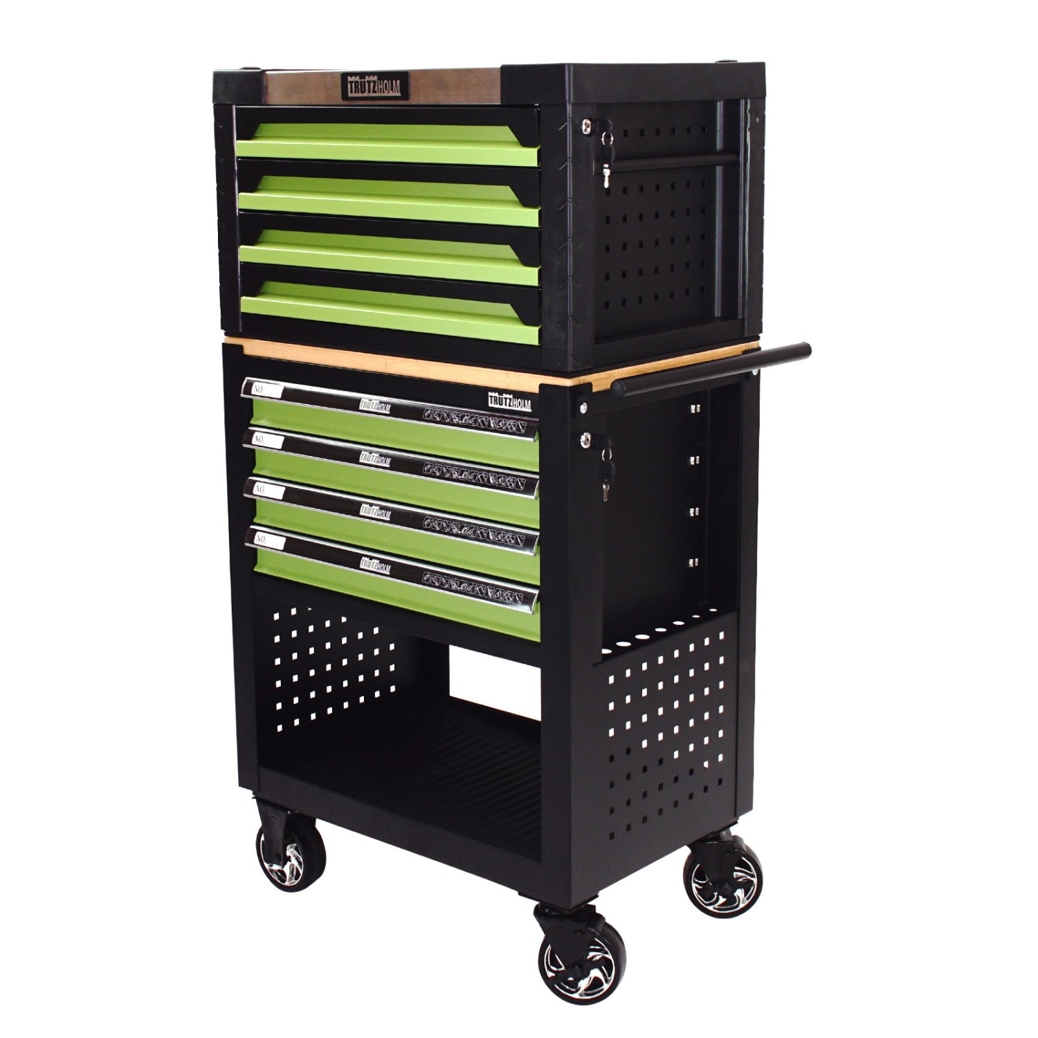 TRUTZHOLM Werkstattwagen 4 Schubladen Leer mit Werkstattwagen Aufsatz 4 Schubladen