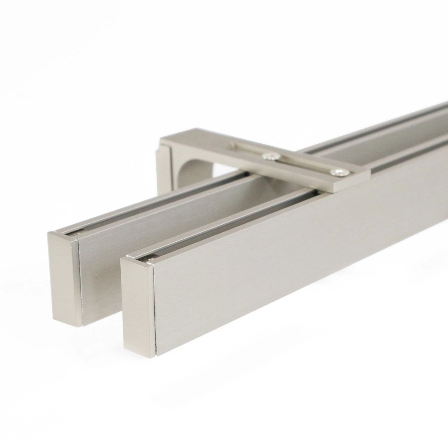 Deco-Raum Gardinenschiene nach Maß 2-Lauf Loft Edelstahl-Optik 600cm