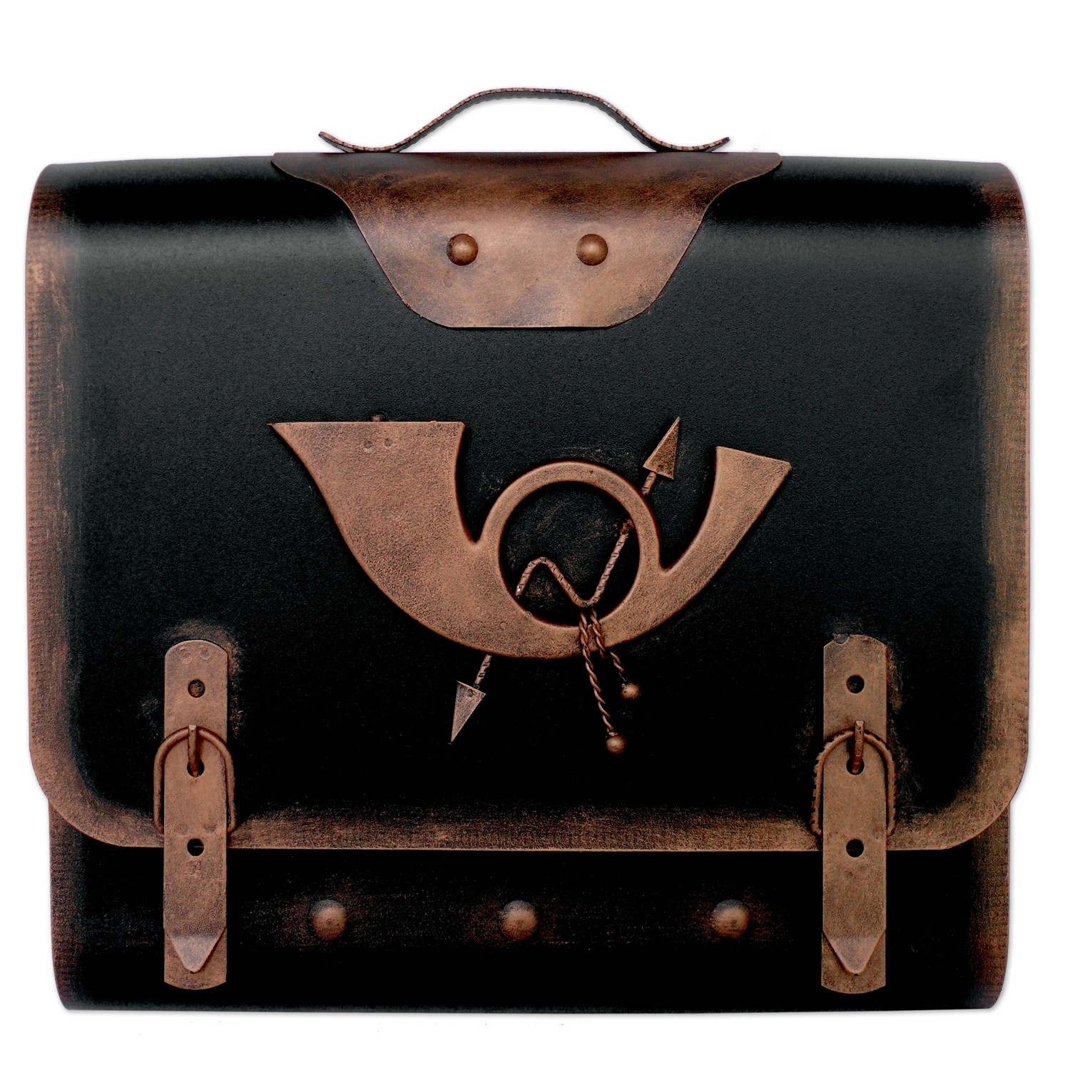 HMF 511-20 Briefkasten Alter Schulranzen Posthorn PH3 40 x 40 x 9 cm Kupfer