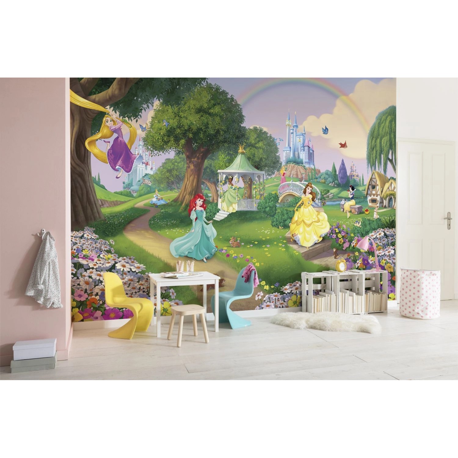 Disney Fototapete Disney Prinzessin Grün Lila und Gelb 368 x 254 cm 612215