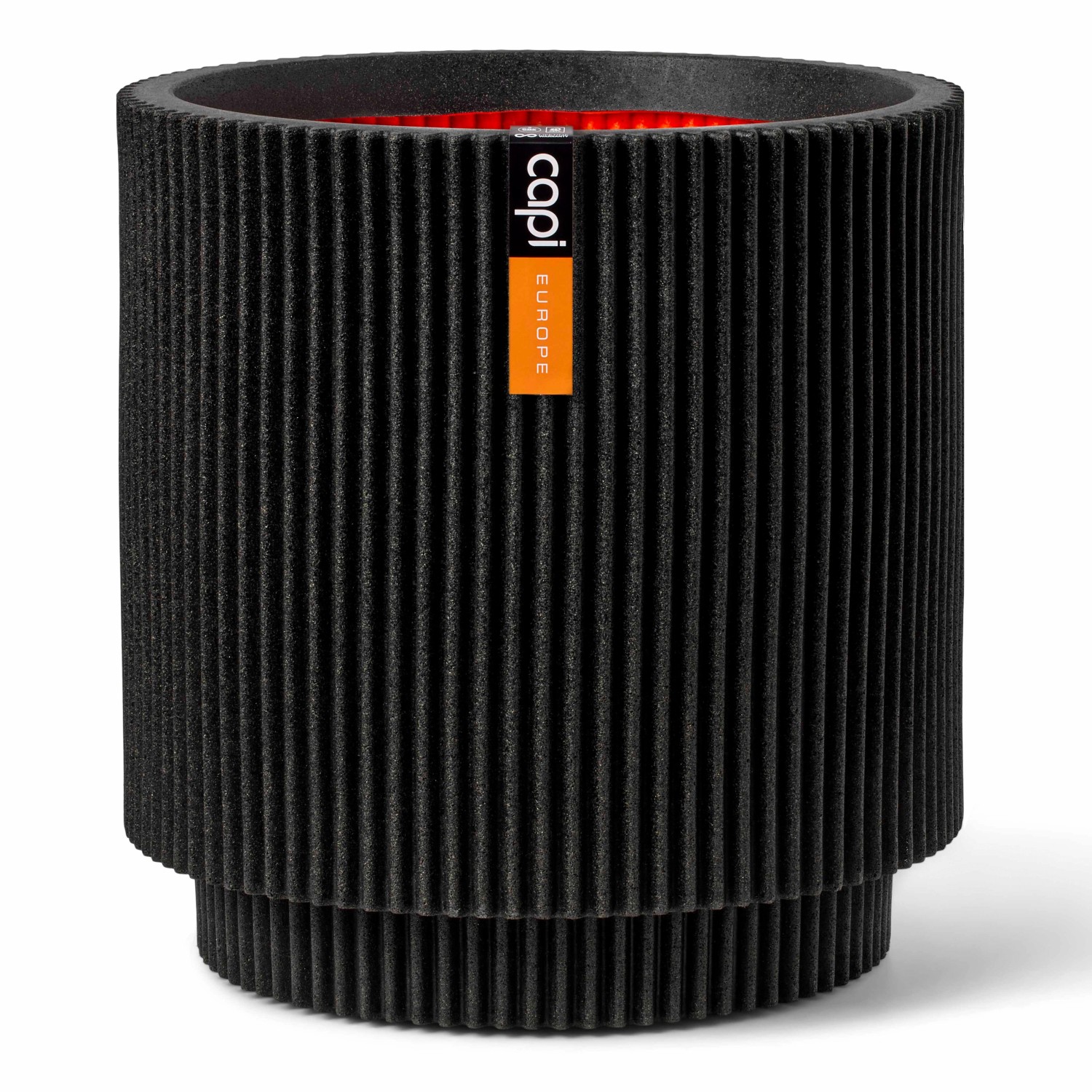 Capi Pflanzgefäß Zylinder Groove Ø 43,5 cm x 46 cm Schwarz