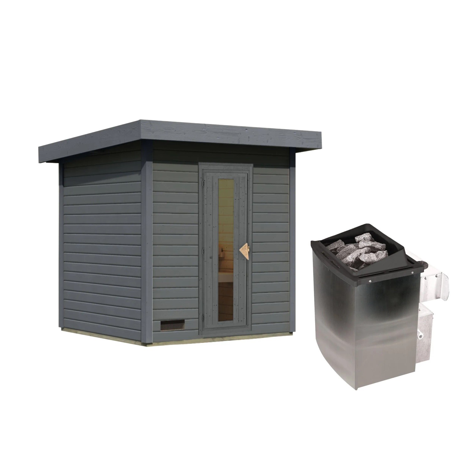 Chillroi Saunahaus 38mm Melo 2 Ofen 9kW Integrierte Steuerung Terragrau