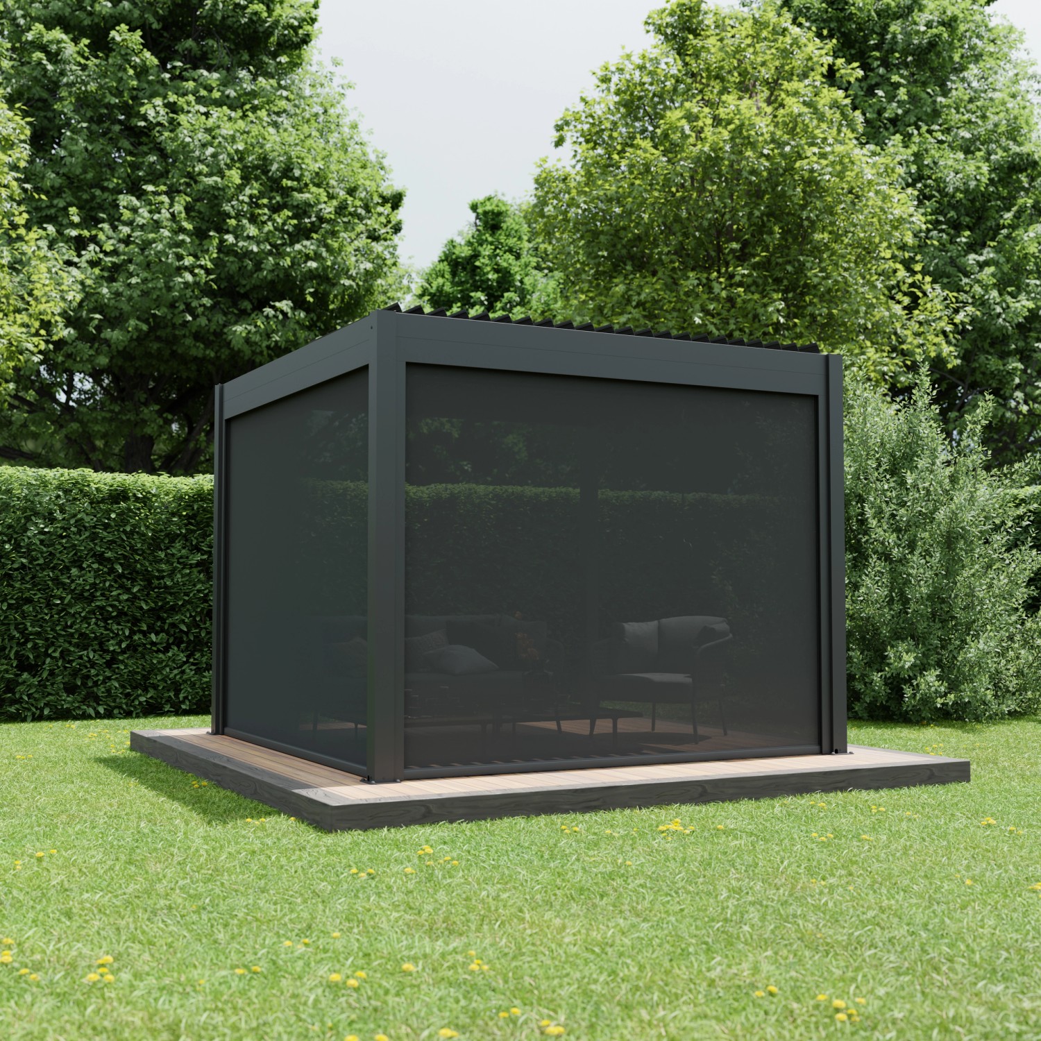 Ximax Seitenmarkise Aluminium Pergola Elektrisch 300 cm Dunkelgrau