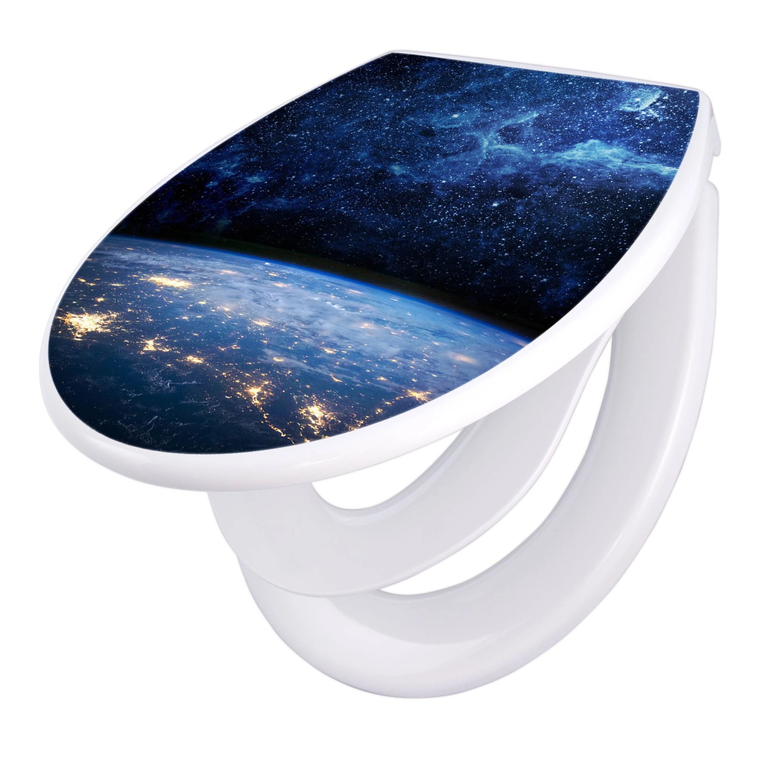 Banjado Familien WC Sitz Mit Absenkautomatik Universeller Klodeckel Mit Kindersitz Hochwertiges Polypropylen Mit Motiv Galaxie